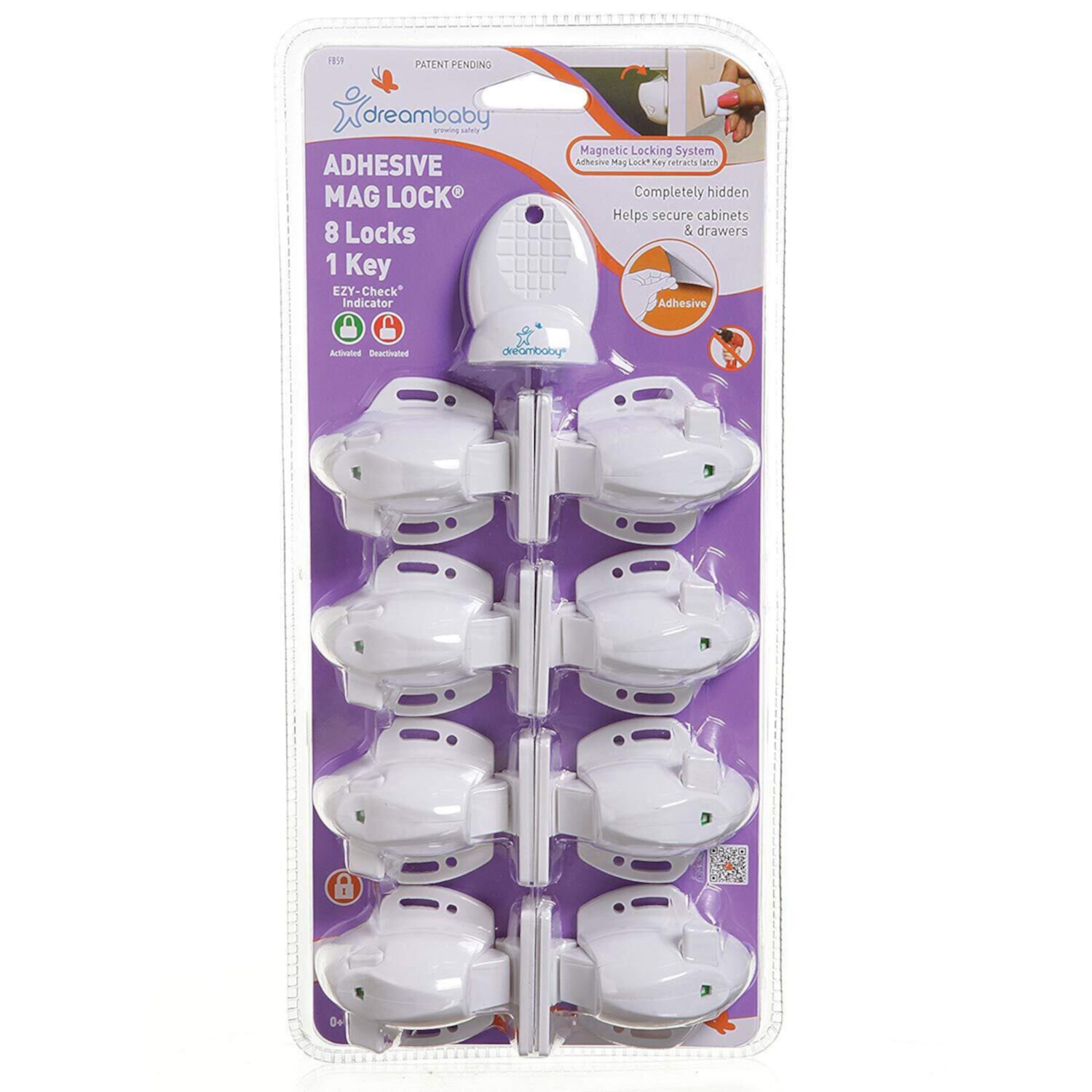 Dreambaby® Adhesive Mag Lock, 8 Locks/1 Key Dreambaby