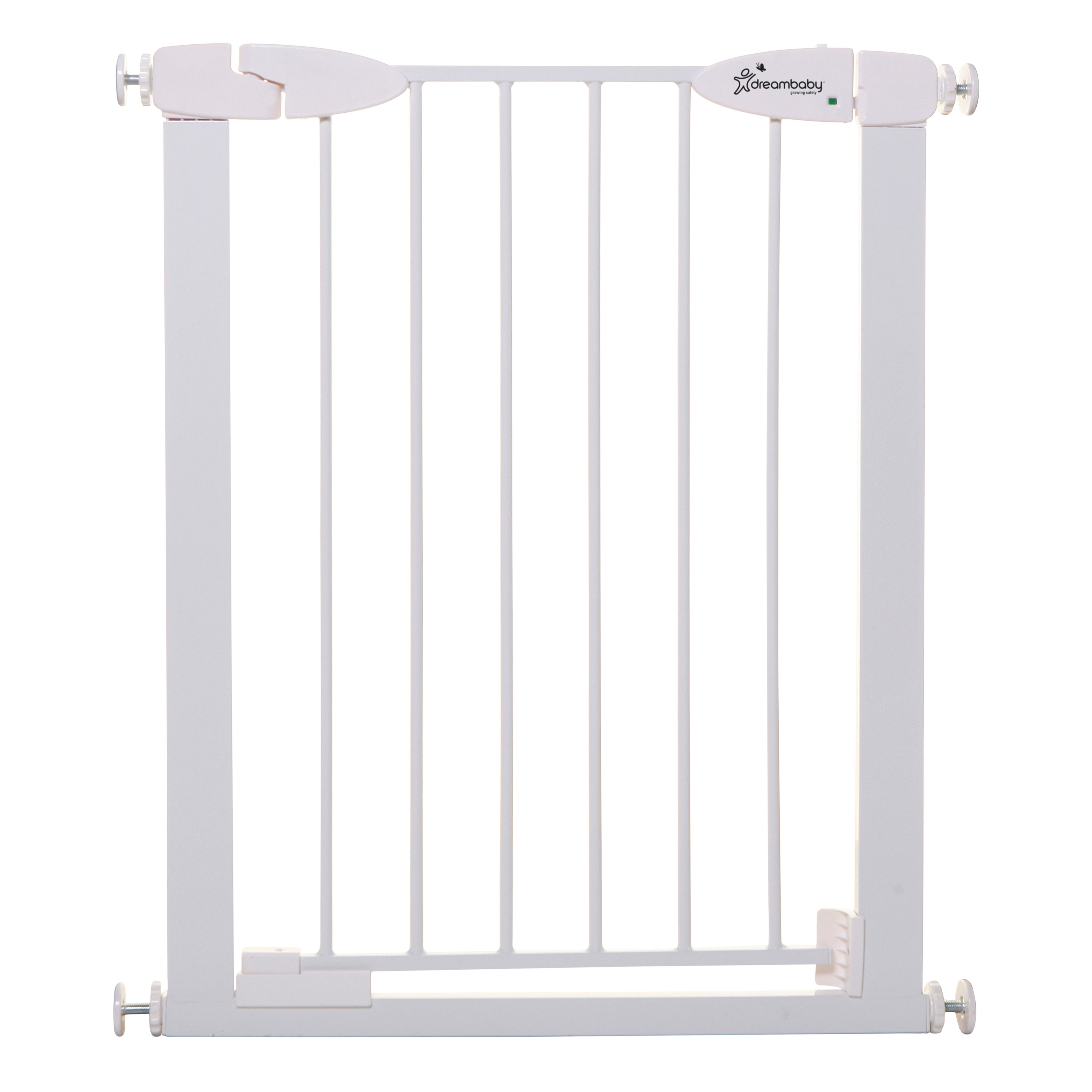 Dreambaby Boston 24-26.5in Auto Close Metal Baby Gate w/ EZY-Check Indicator - White Dreambaby