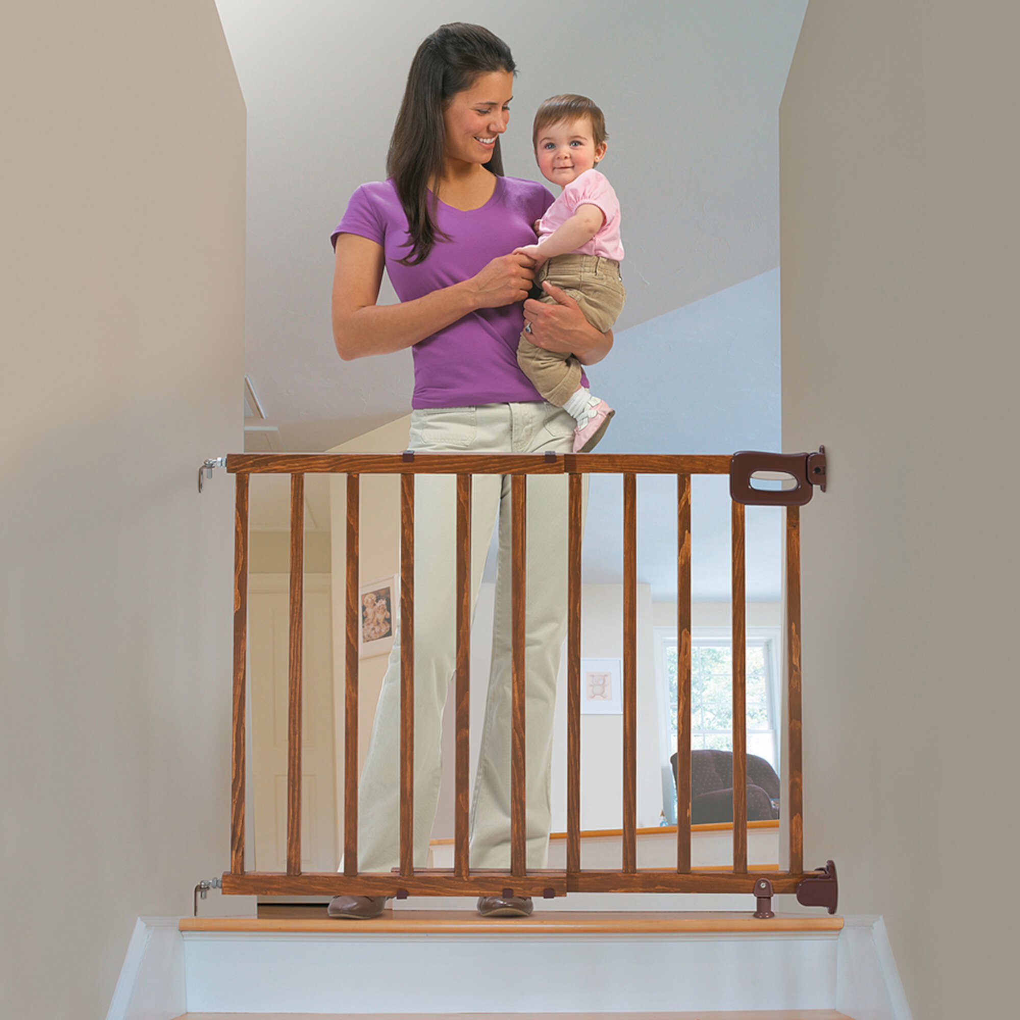 Summer Infant Decorative Wood Baby Gate, 30"-48" with Easy Door Summer Infant