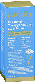 PURA D'OR Hair Thinning Therapy Energizing Scalp Serum Revitalizer (4oz) with Argan Oil, Biotin, Caffeine, Stem Cell, Catalase & DHT Blockers, All Hair Types, Men & Women (Packaging may vary) PURA D'OR