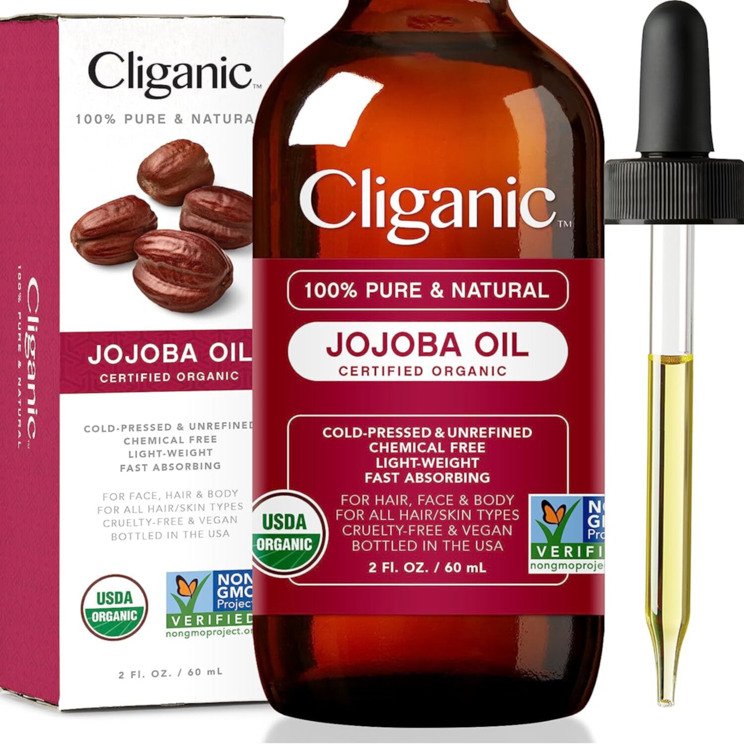 Cliganic Organic Jojoba Oil - 2oz Cliganic