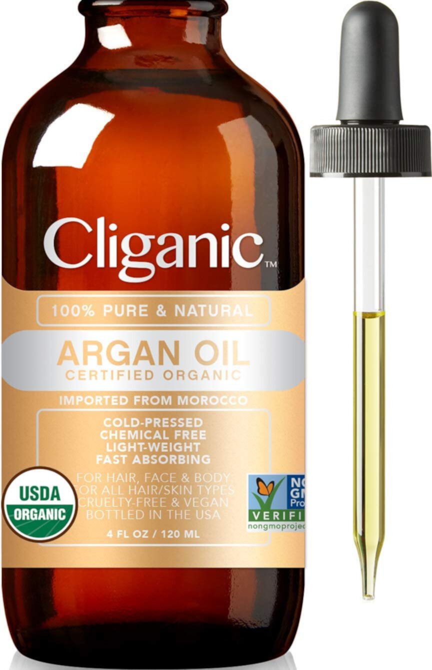 Cliganic Organic Argan Oil 16oz with Pump, 100% Pure | Bulk for Hair, Face & Skin Cliganic