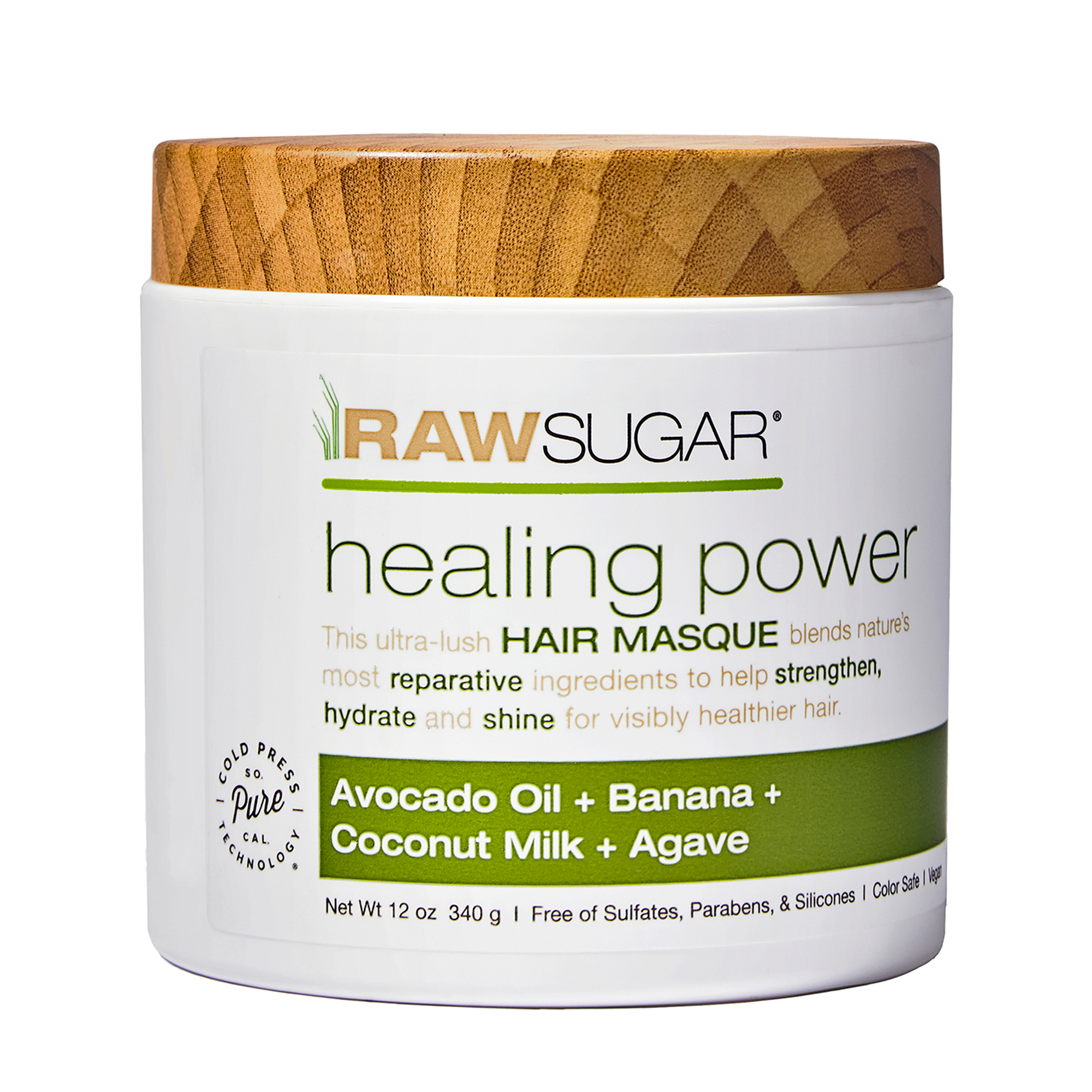 Raw Sugar Healing Power Reparative Hair Mask, Avocado Oil, 12 oz RAW SUGAR