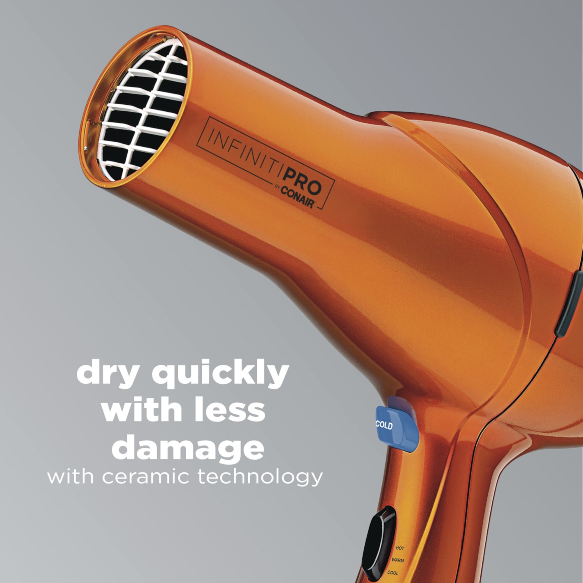 InfinitiPRO by Conair Ionic Ceramic Hair Dryers, Orange with Concentrator and Diffuser Conair