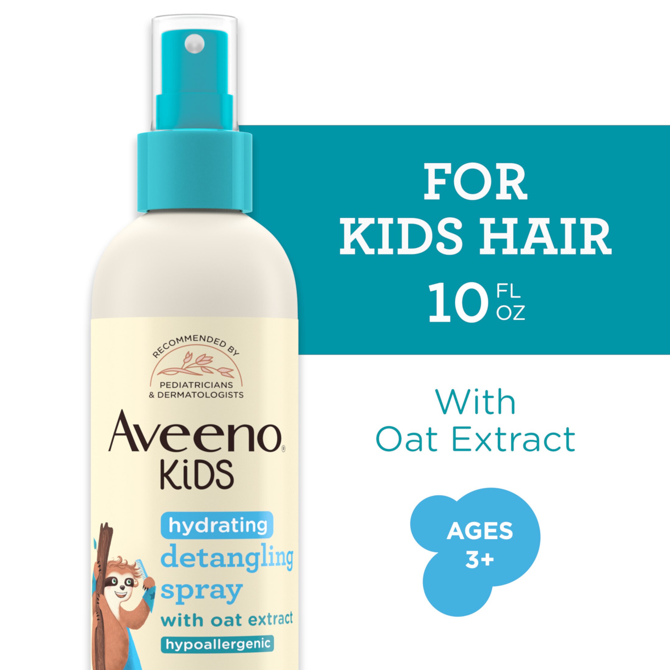 Aveeno Kids Hydrating Hair Detangling Spray, Hypoallergenic, 10 fl. oz Aveeno