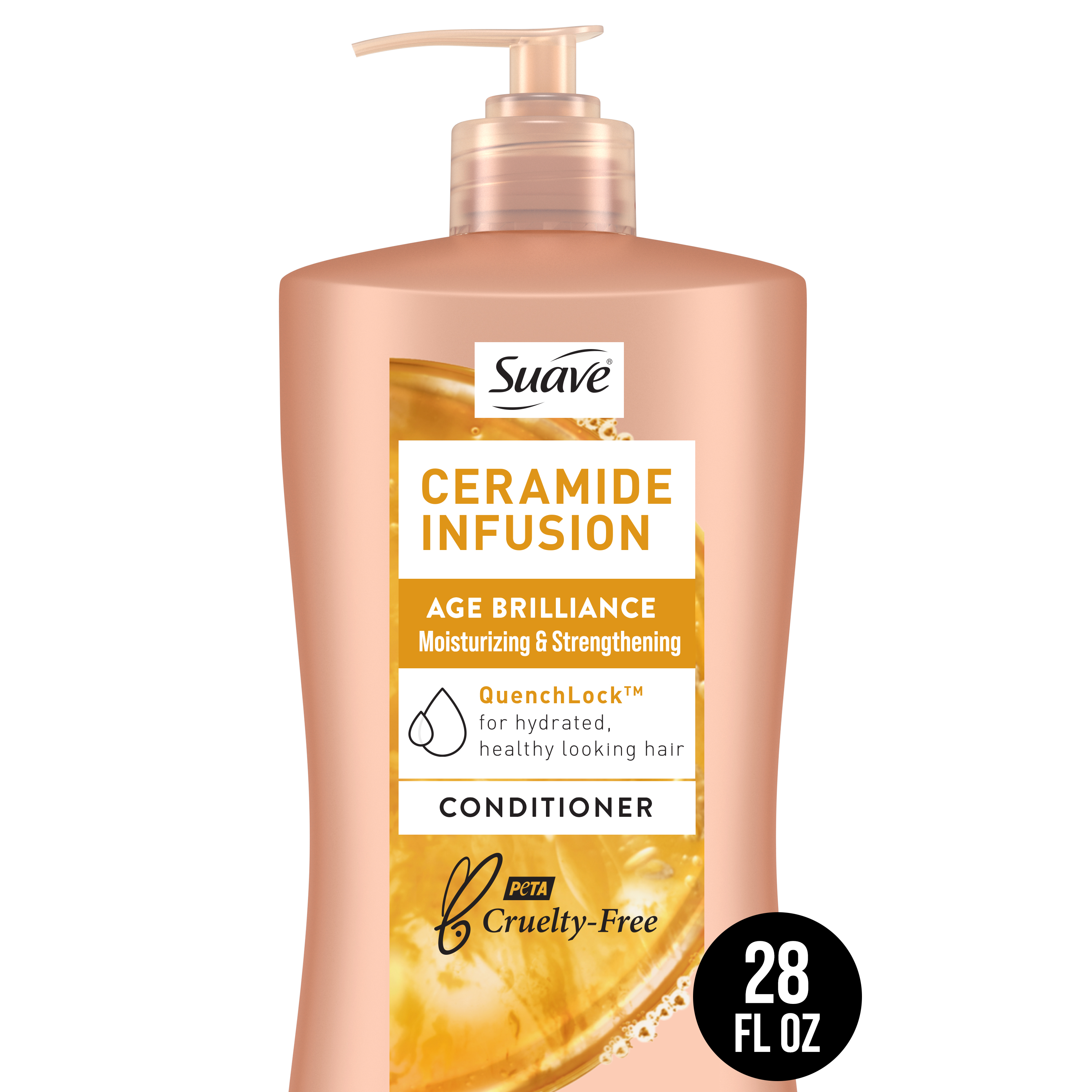 Suave Ceramide Infusion Age Brilliance Conditioner, Moisturizing & Strengthening, 28 fl oz Suave