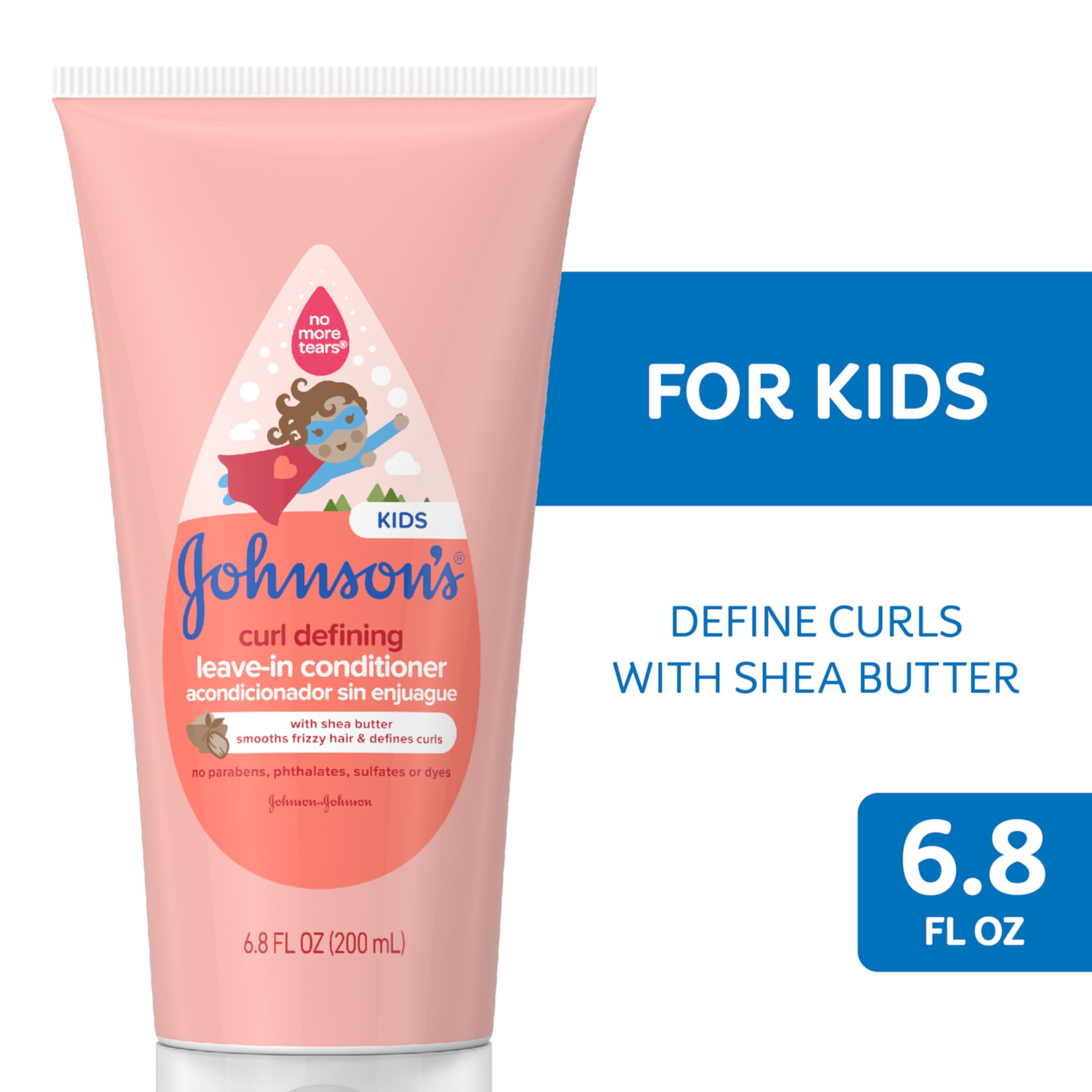 Johnson's Kids Curl Defining Leave-In Conditioner with Shea Butter,Tear Free Hair Products for Curly Hair, 6.8 oz Johnson's