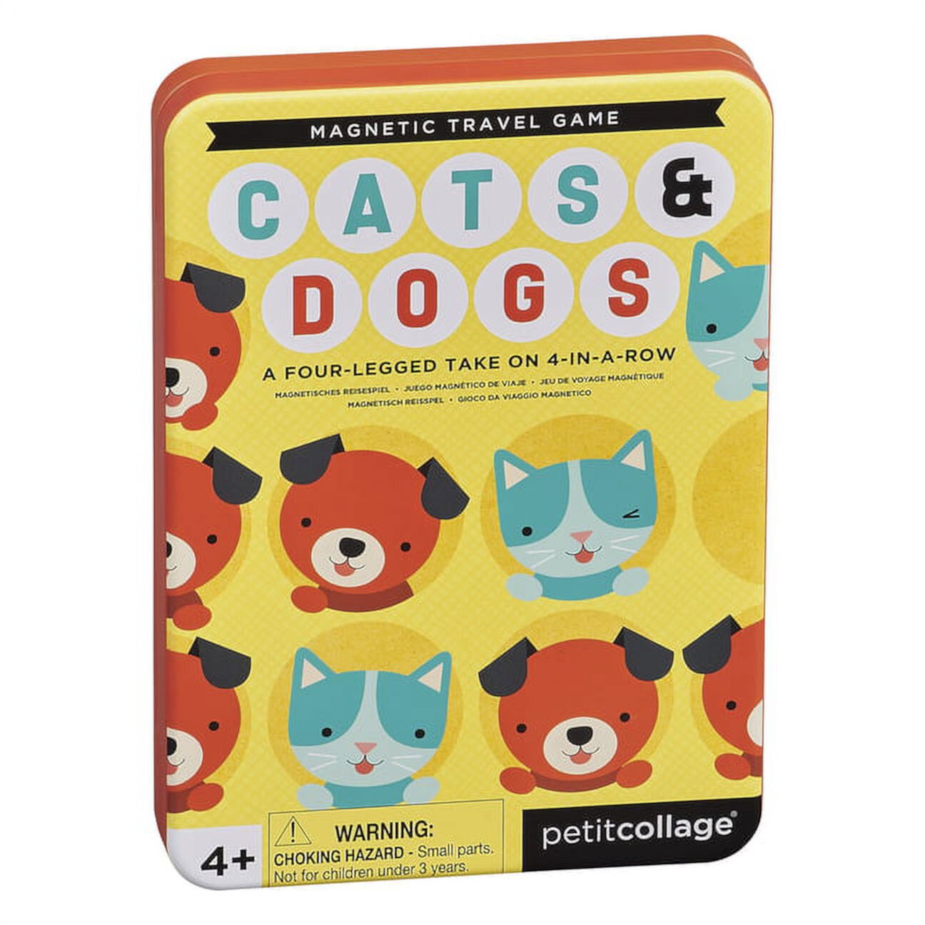 Cats + Dogs Four-In-A-Row Magnetic Travel Game (Other) Petit Collage