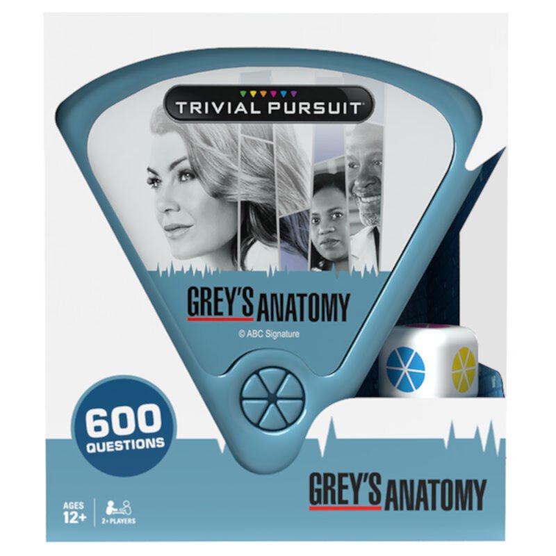 TRIVIAL PURSUIT Grey's Anatomy, Trivia Game from The Hit Hospital Drama TV Series, 600 Questions & Die in Travel Container, Officially Licensed Grey's Anatomy Merchandise & Collectible USAopoly