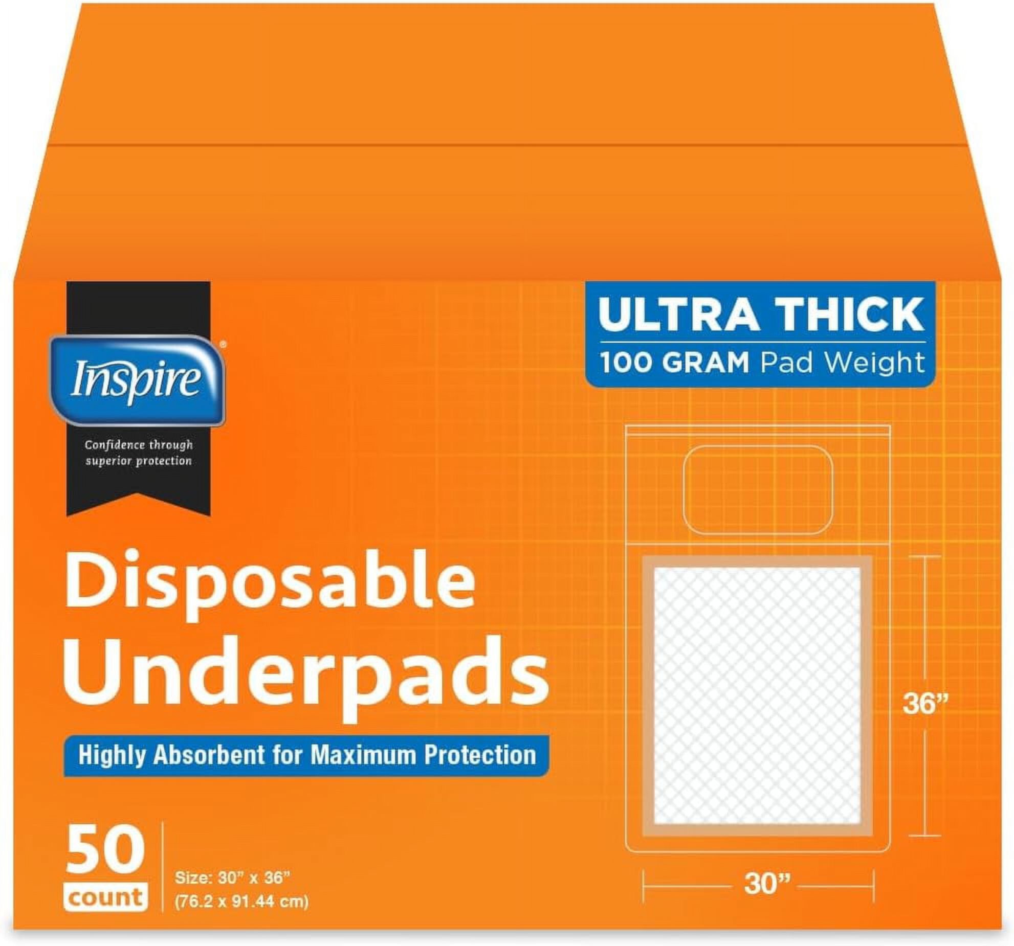 Inspire  Absorbent Bed Pads for Incontinence Disposable XL 30 x 36 Super | The Peach Pad Ultra Thick & Absorbent 100 Grams 3g SAP Incontinence Bed Pads and Bed Liner Chucks Pads Puppy Pads Large Visit the INSPIRE Store