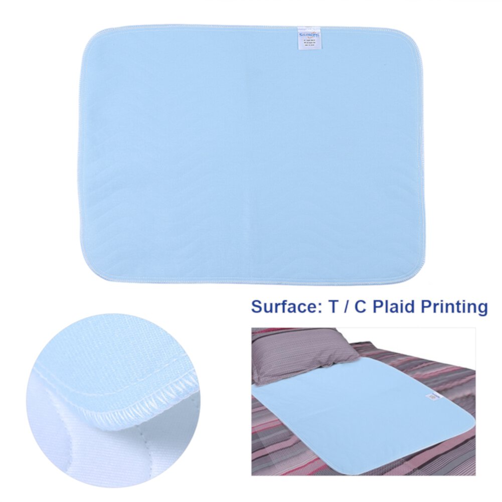 ACOUTO 2pcs Reusable Washable Pad An Absorbent Pad For Adults Incontinence Pad Blue + White 45 * 60, Medical pad, PVC Waterproof Layer Incontinence Pad Tebru