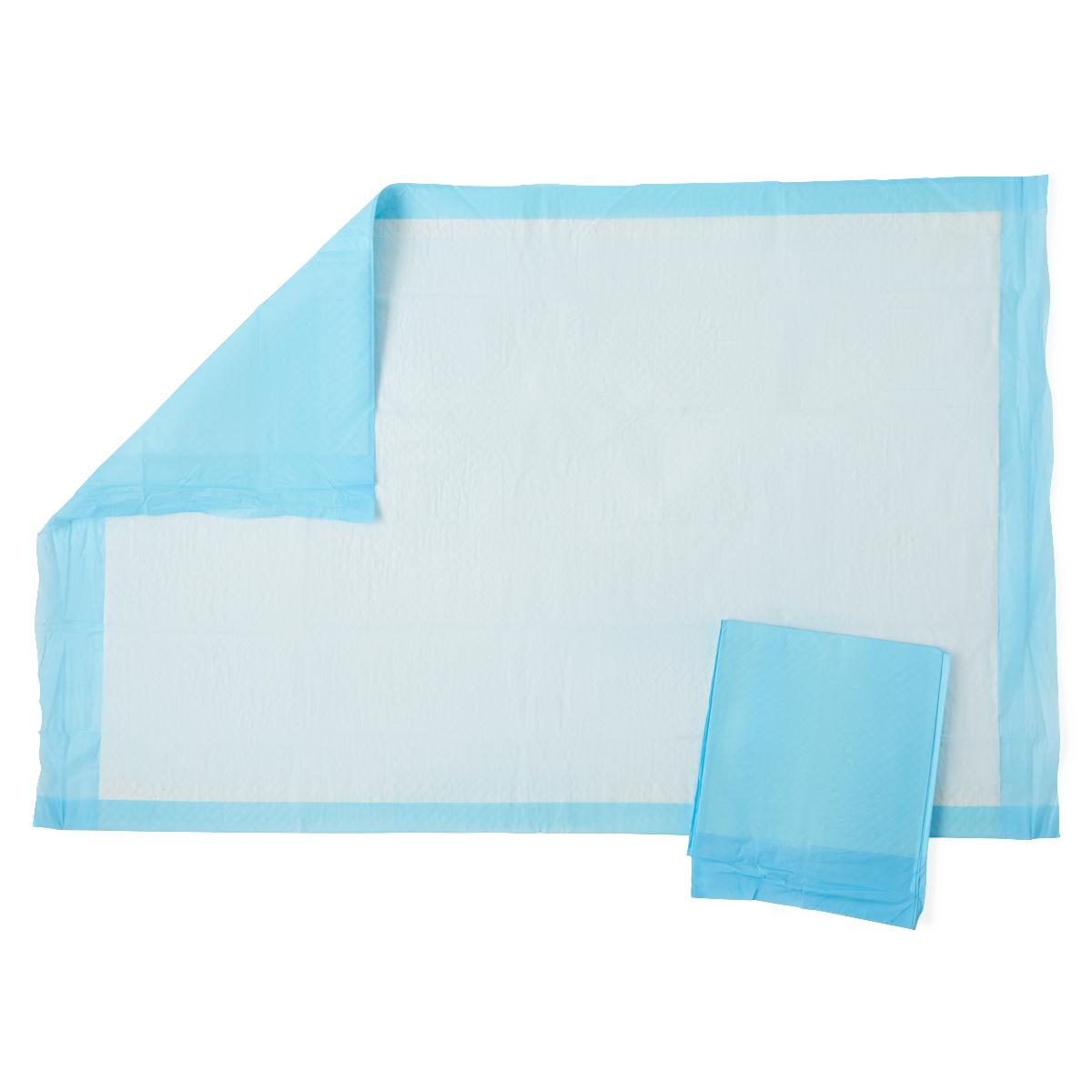 Medline Quilted Basic Disposable Blue Underpad, For Incontinence, Furniture Protection or Pet Pads, 23" X 36", Blue, 150 Count Medline