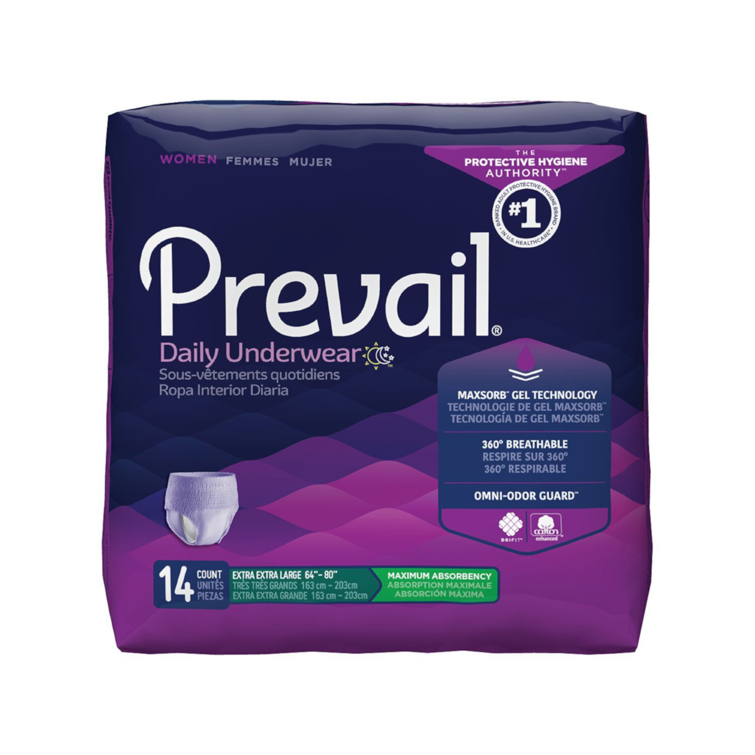 Prevail Daily Underwear Adult Underwear Pull On 2X-Large Disposable Heavy Absorbency, PWC-517 - Pack of 14 Prevail