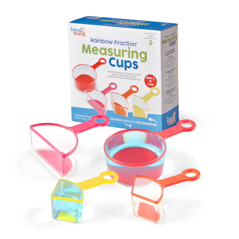 hand2mind Rainbow Fraction Measuring Cups (Set of 4), Mathematics & Counting Toys, Easter Baking Hand2mind