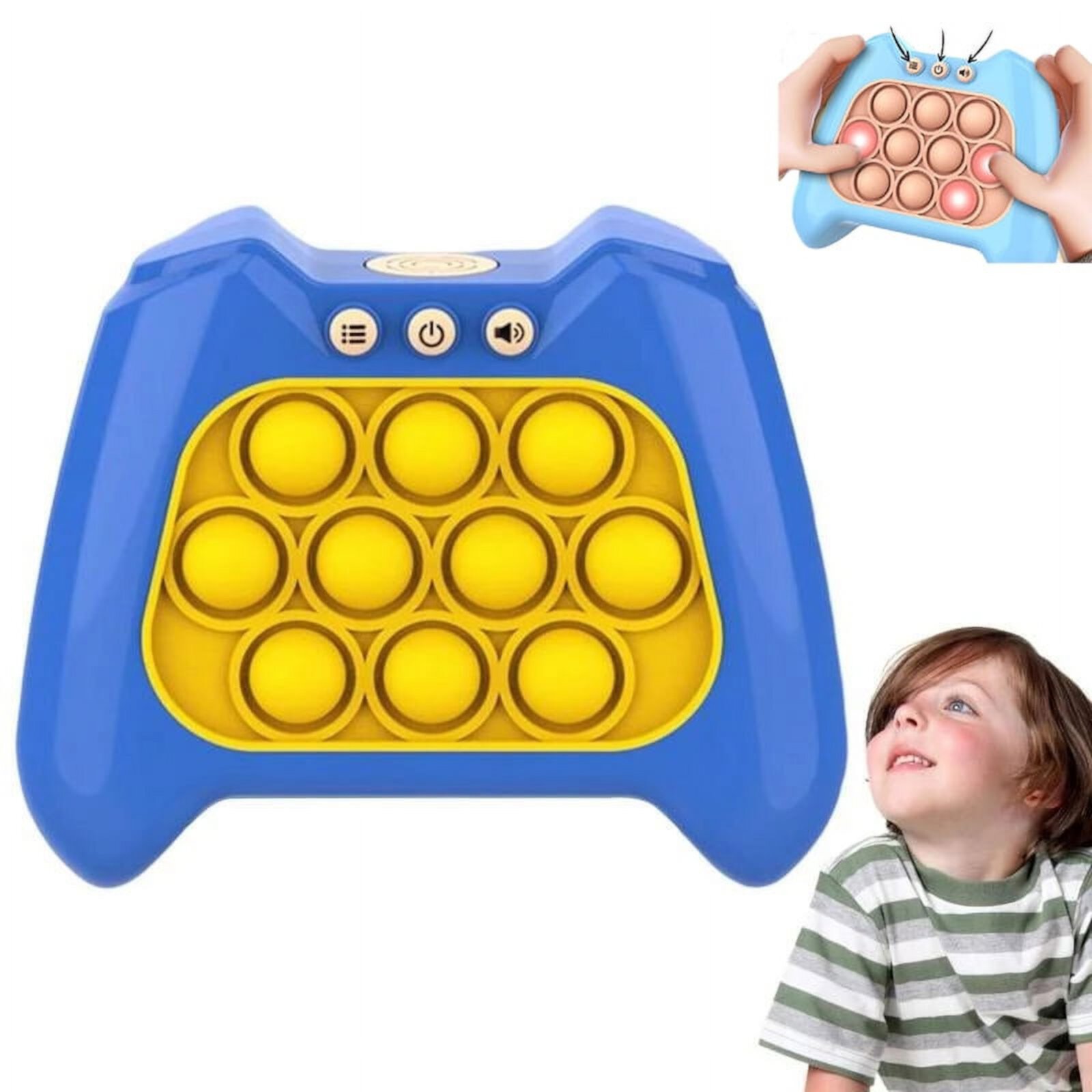 Montessori Toys Quick Push Bubbles Game Console Whack-a-mole Fidget Toys Finger Sensory Antistress For Kids Birthday Gift, Blue Autrucker