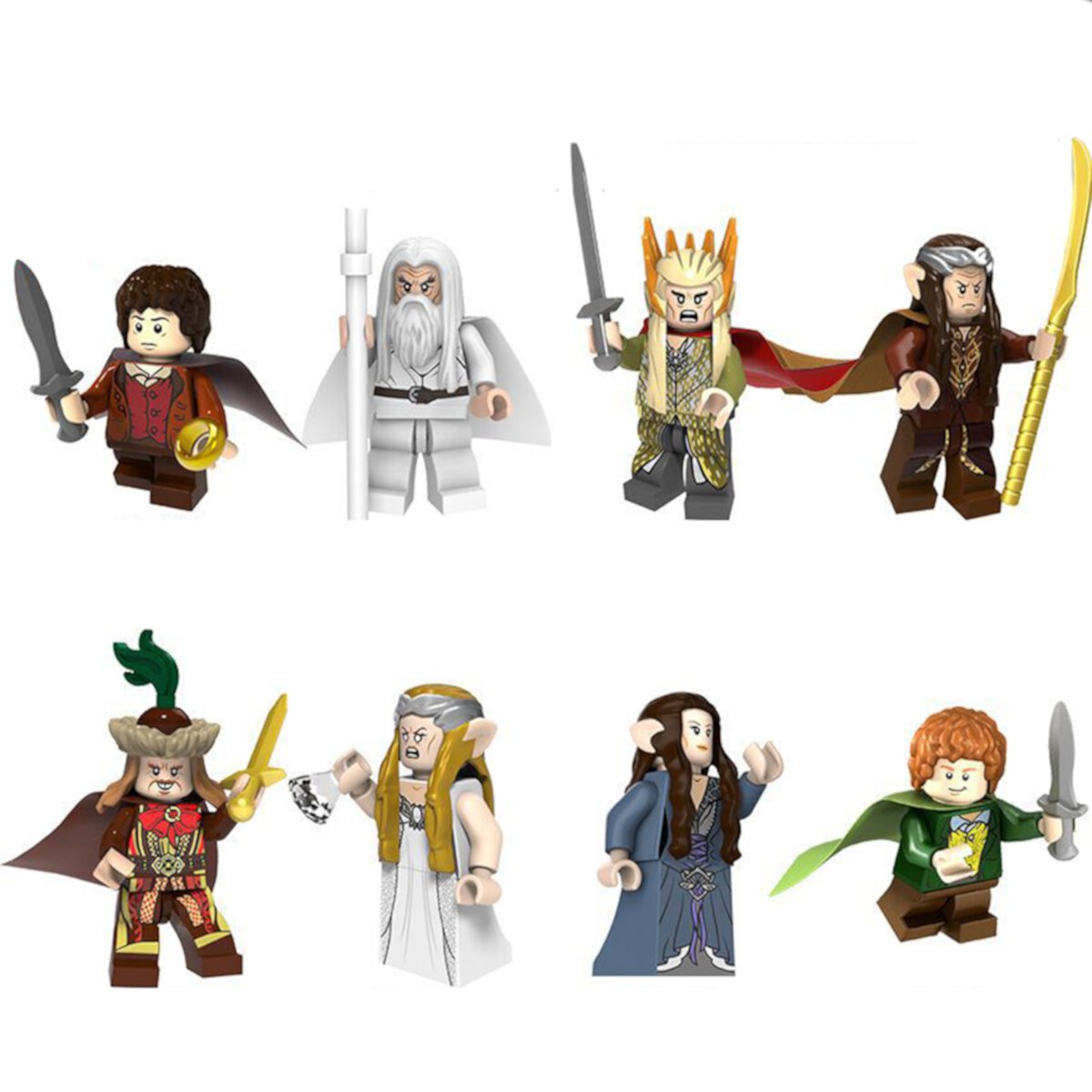 8 Pcs Lord of the Rings Action Figures Building Blocks Toys Set, Collectible 1.77 Inchs Arwen Boromir Elves Aragorn Minifigures Building Kits Awesome Gift for Kids Fans of the Rings Building Toys Ganavi