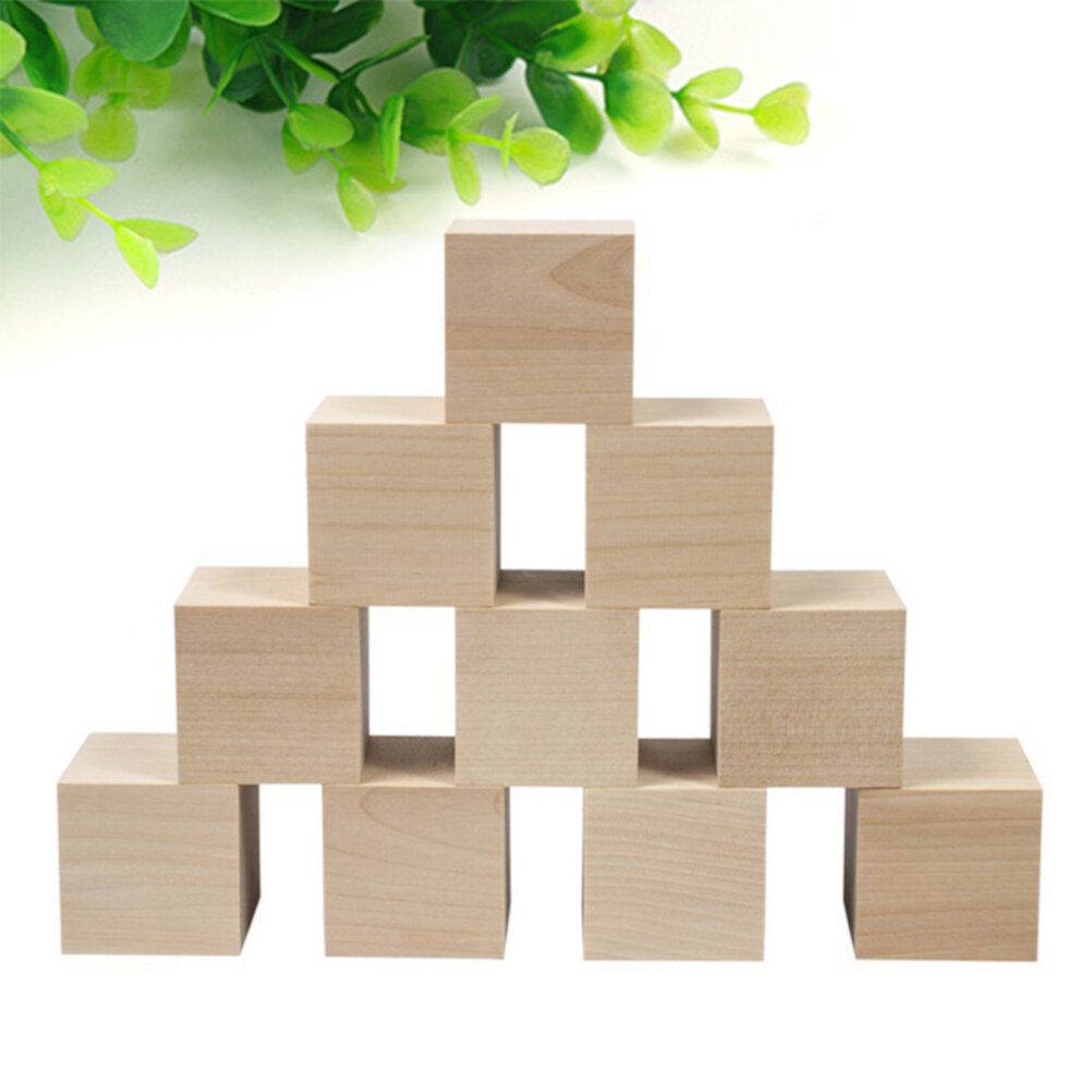 COSLUS 12pcs Diy Child Early Education Wooden Square Blocks Creative Educational Toy for Baby Infant Newborn COSLUS