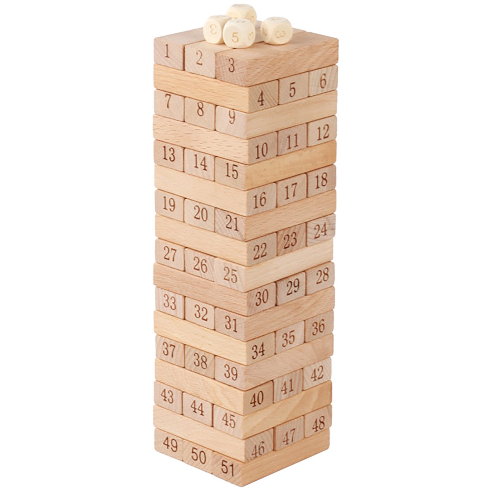 Timber Tower Wood Block Stacking Game – Original Edition 50 Pcs GJPRXCx