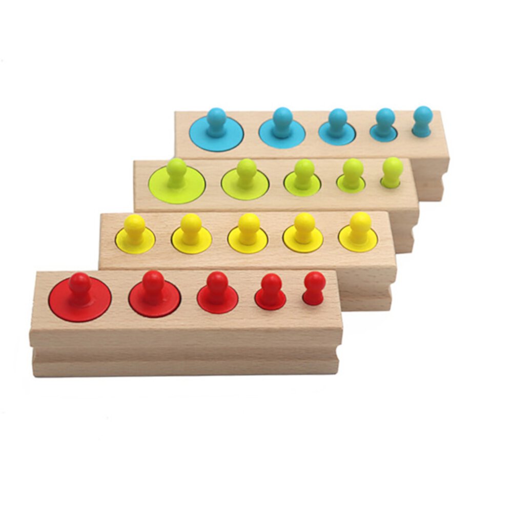 Temacd Colorful Socket Cylinder Blocks Wooden Montessori Children Educational Toys Temacd