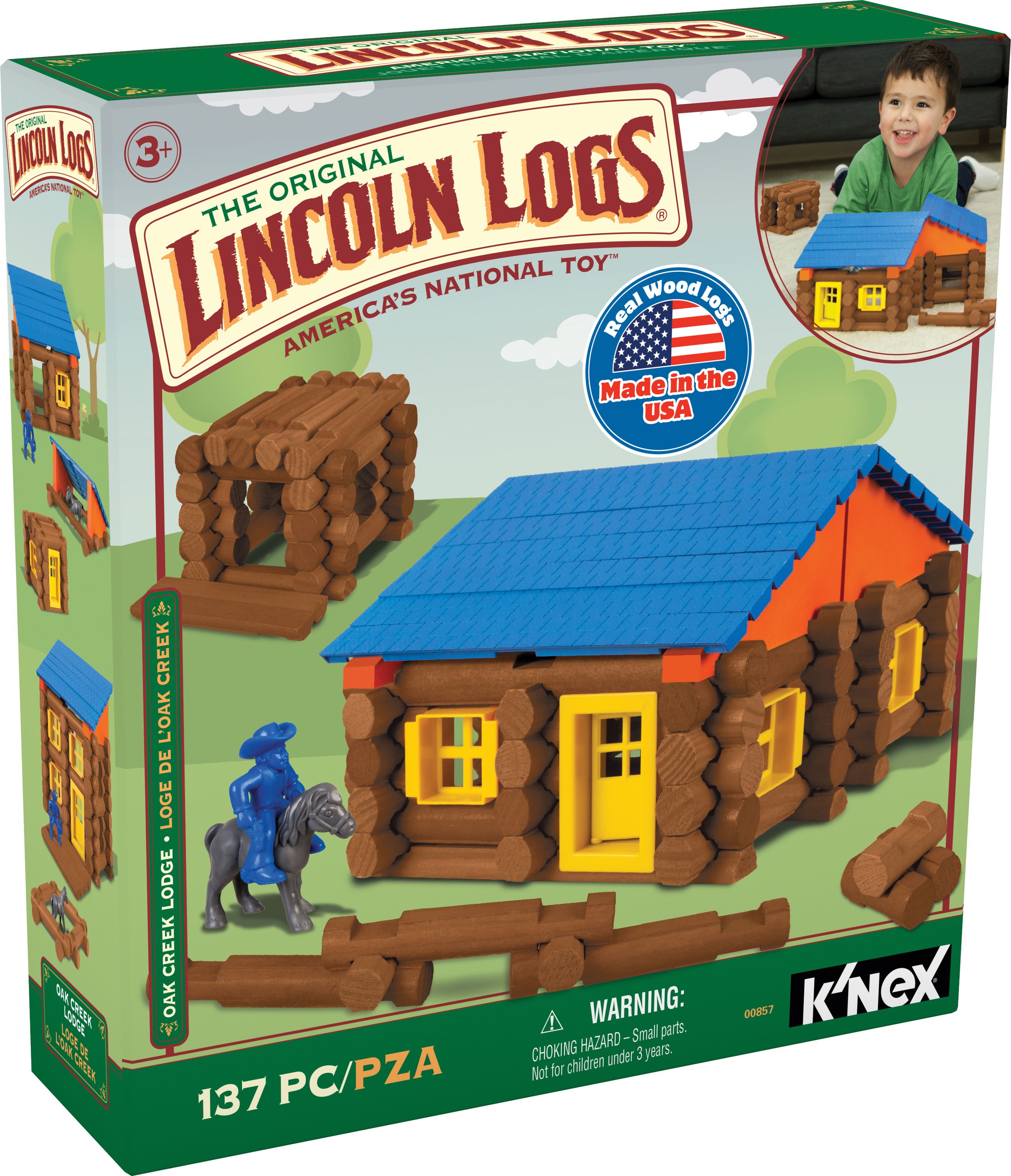 LINCOLN LOGS - Oak Creek Lodge - 137 Pieces - Ages 3 Preschool Education Toy Lincoln Logs