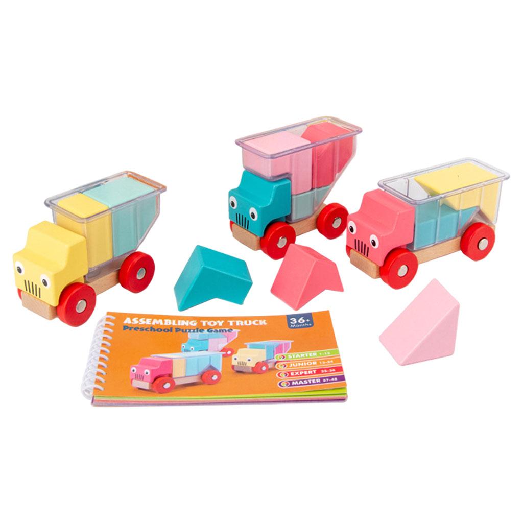 Wooden Block Educational Toy Set Children Wooden Toys Assembly Car DIY Blocks Gifts Hellery