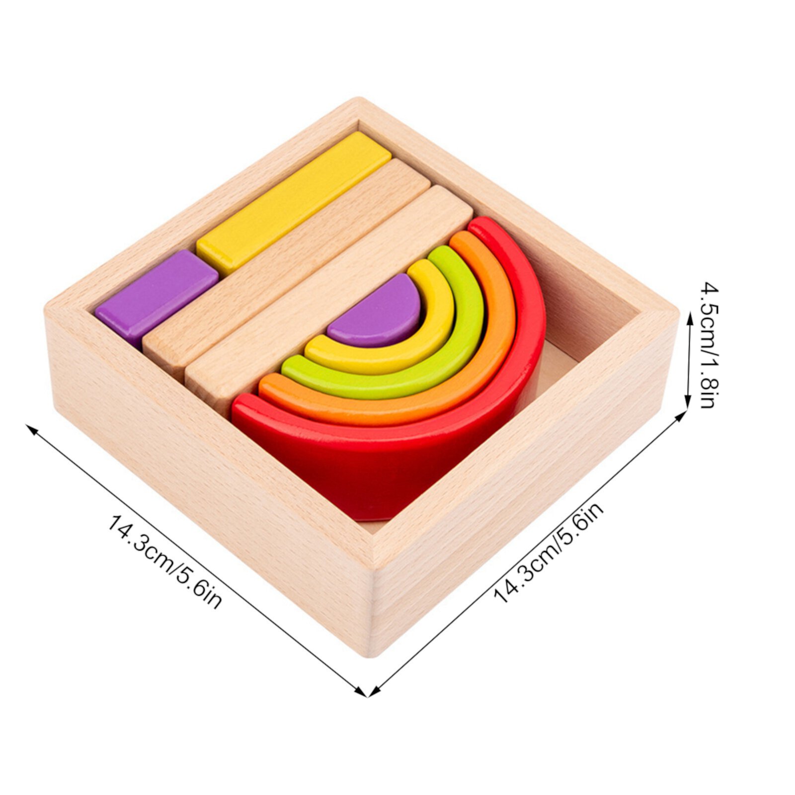 Wooden Rainbow Stacking Toy Stacking Rainbow Stacker Nesting Blocks Puzzle Creative Shape Building Blocks Toys for Kids Baby Toddler Christmas Gift GJPRXCx