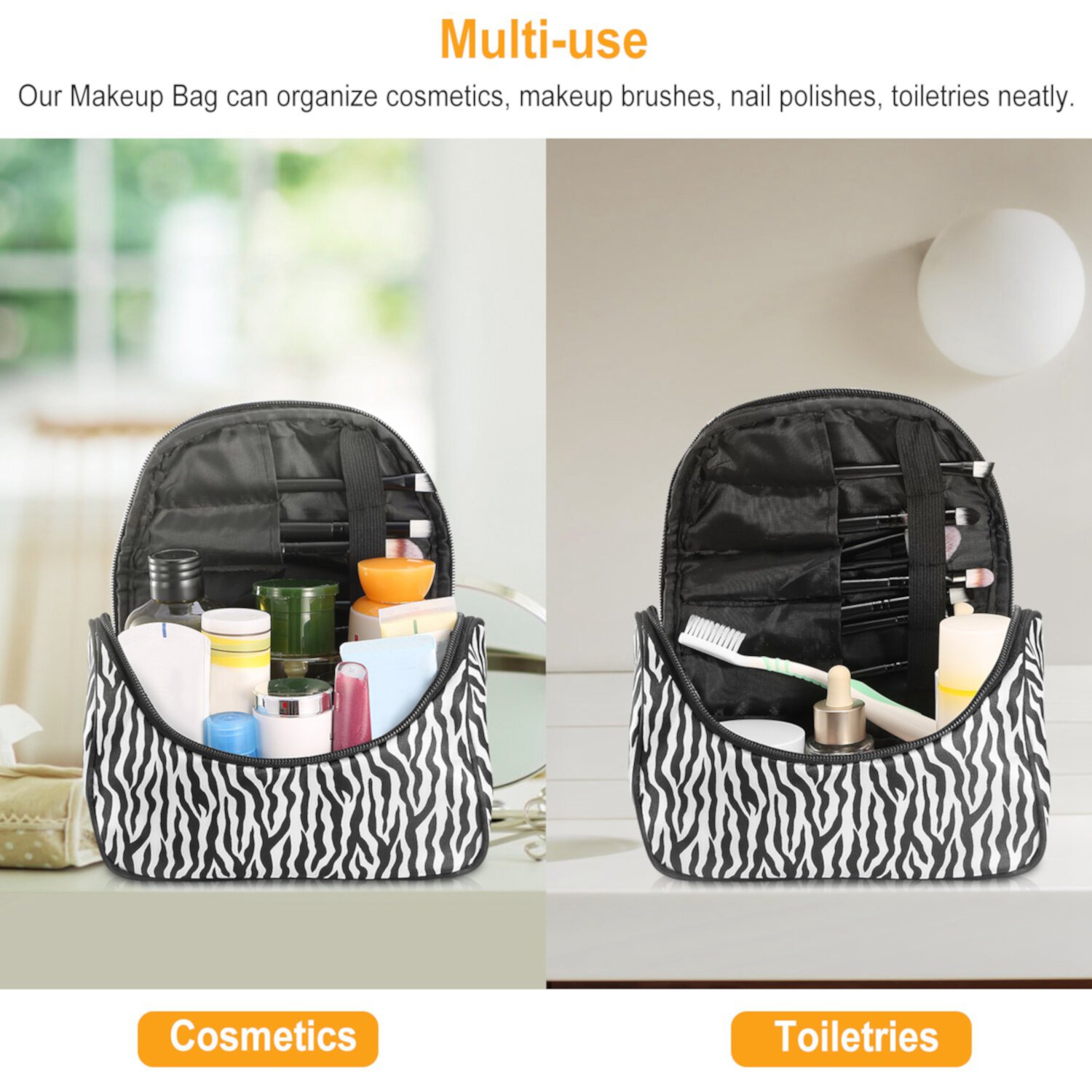 Косметичка Moclever Travel Makeup Bag Портативный Органайзер для Косметики с Зеркалом Водонепроницаемый Туалетный Сумка для Женщин, Кофейный Узел Moclever