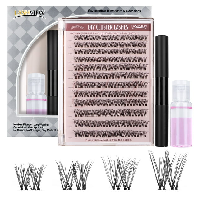 Lashview 144 Pcs Cluster Eyelash DIY Lash Extension Kit 713 Clear Brand BEPHOLAN