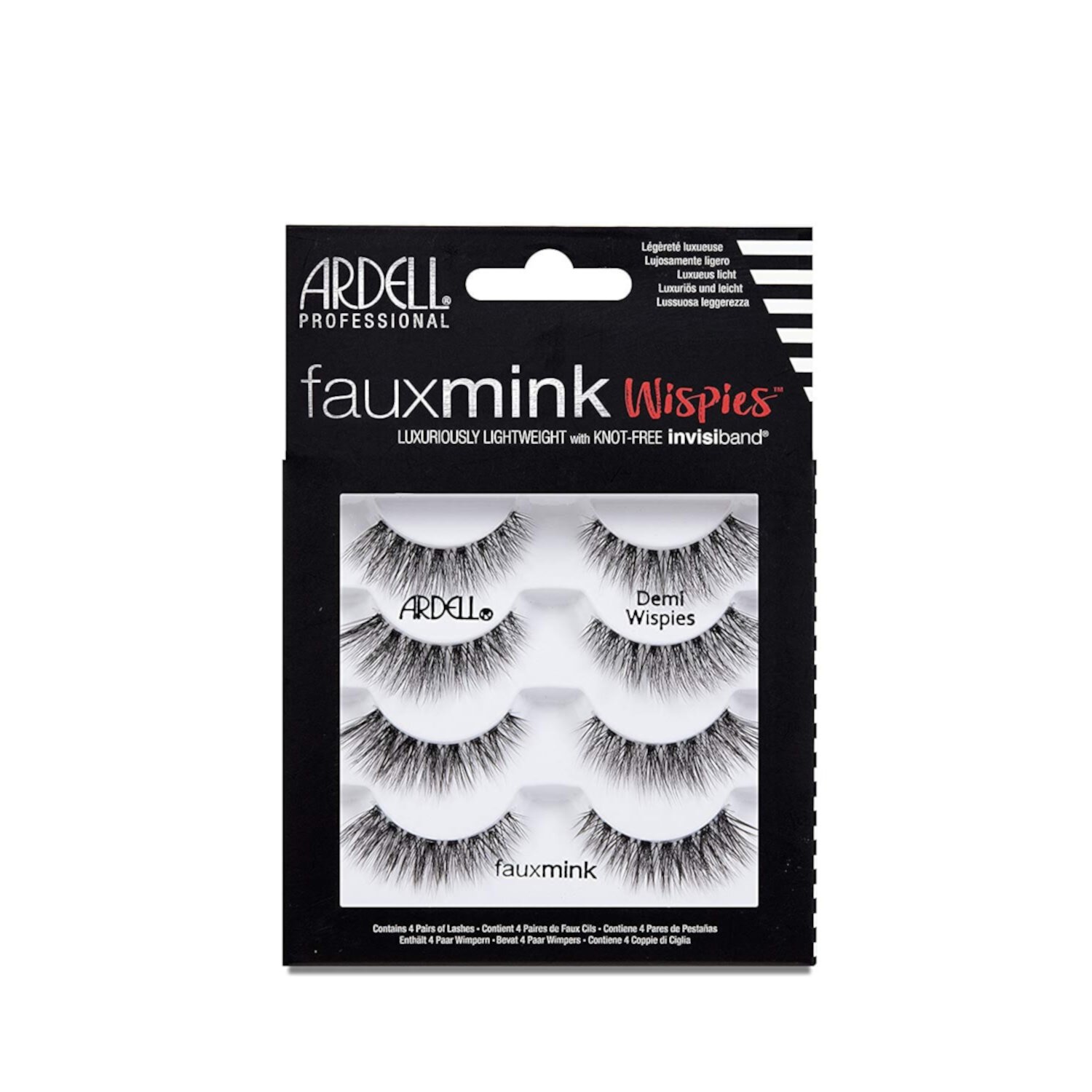 Ardell Professional Eyelashes Faux Mink, 4 Pairs, Demi Wispies Black,2 Packs ARDELL