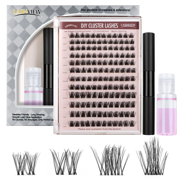 Lashview 144 Pcs Cluster Eyelash DIY Lash Extension Kit 707 Black Brand BEPHOLAN