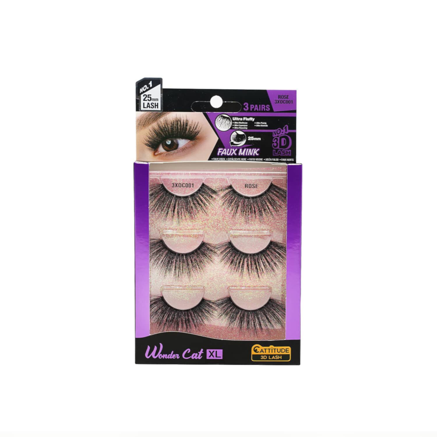 EBIN - WONDER CAT XL 25MM 3D FAUX MINK LASHES - ROSE Visit the EBIN NEW YORK Store