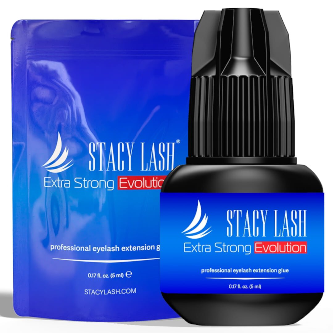 Stacy Lash Extra Strong Evolution Adhesive (0.17 fl.oz / 5 ml) / Black Cyanoacrylate Eyelash Extension Glue / Fast Drying Formula / Professional Use Only STACY LASH