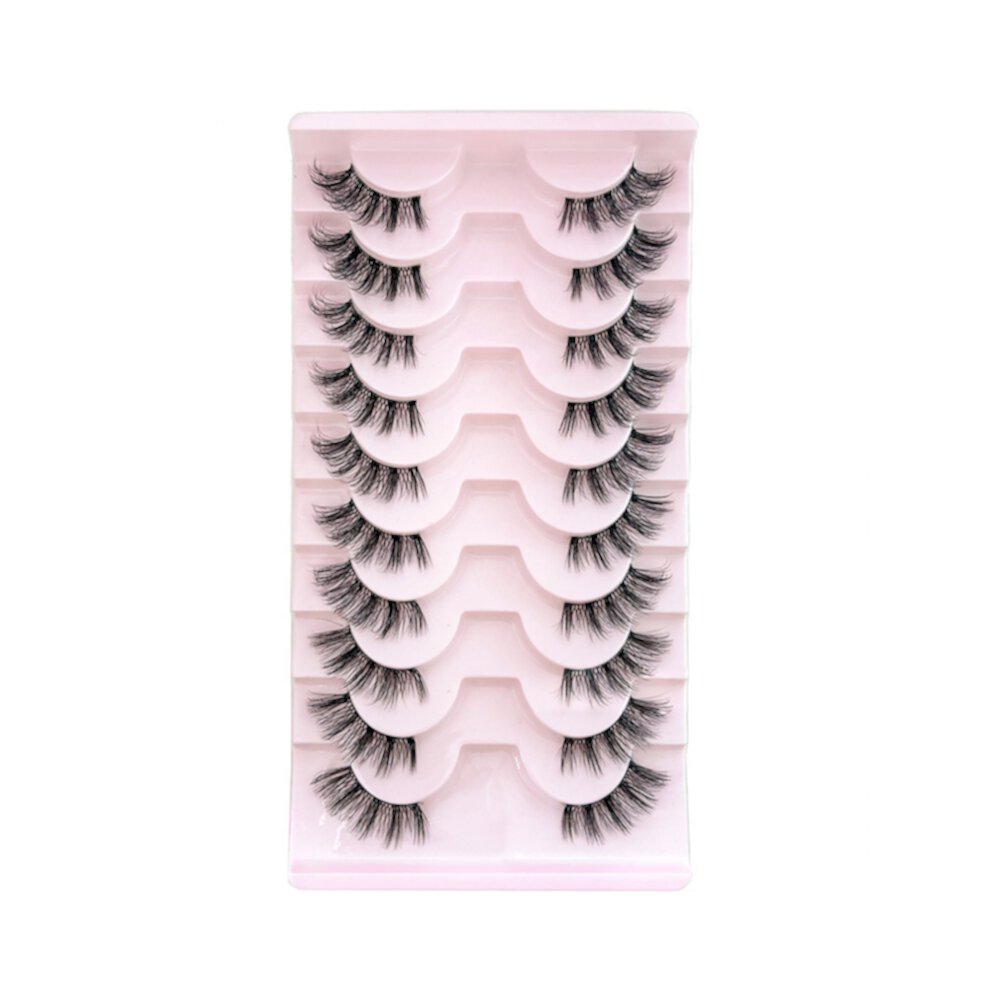 False Eyelashes Natural Half Lashes Short Wispy Clear Band Lashes Pack Cat Eye 3D Faux Mink Lashes Fake Eyelashes ENTASSER