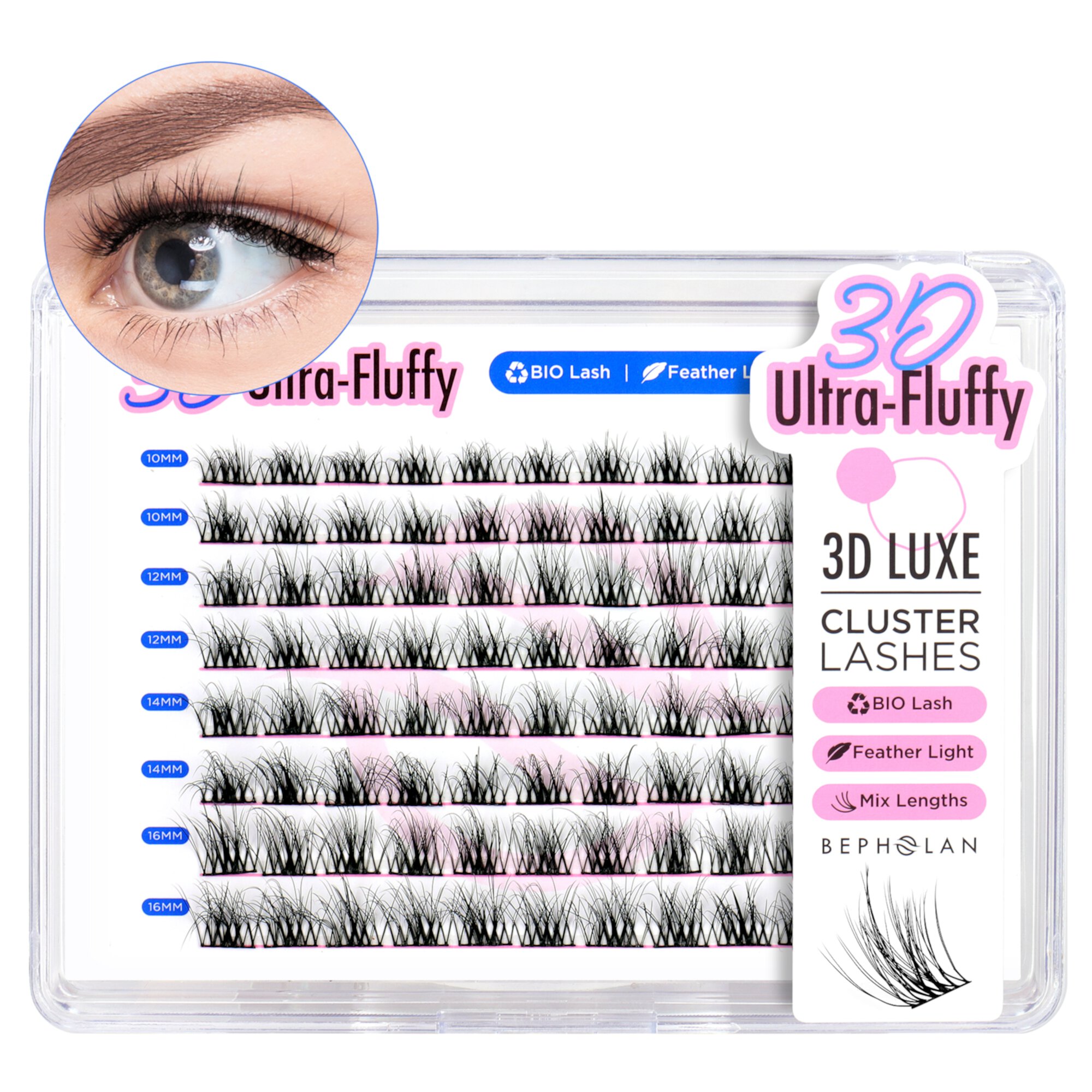 BEPHOLAN 3D Wispy DIY Lash Clusters Multilayered Eyelash Clusters 10-16mm Reusable Fluffy Individual Lashes Cluster,07 BEPHOLAN