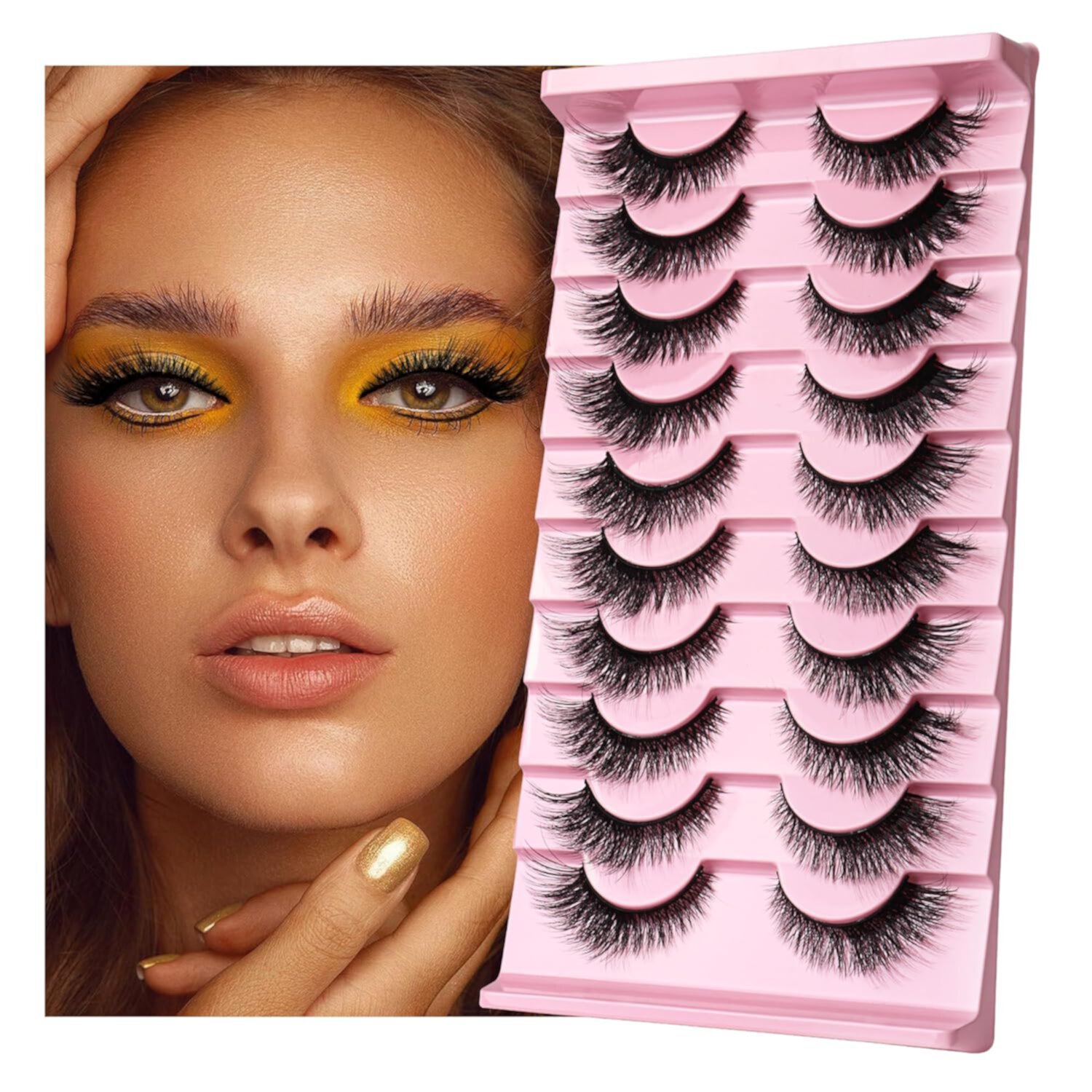 Lashes 3D False Eyelashes Cat Eye Look Wispy Faux Mink Lashes 10 Pairs Long Lashes that Look Like Extensions Volume Fake Eyelashes Soft Fluffy Strip Lashes Pack (Wings) ILANKTOZI