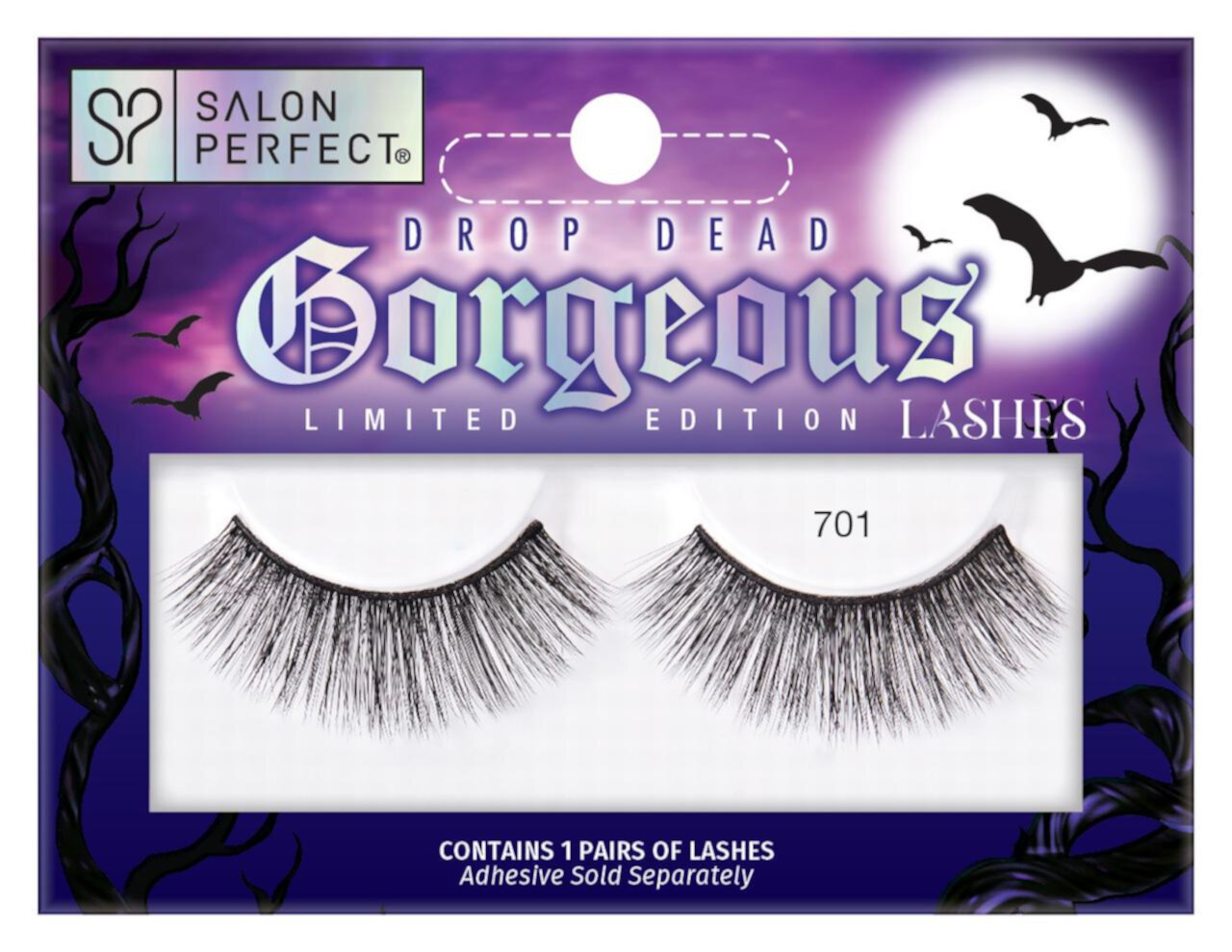 Salon Perfect Halloween False Eyelashes, 701 Black Fake Lashes, 1 Pair Salon Perfect