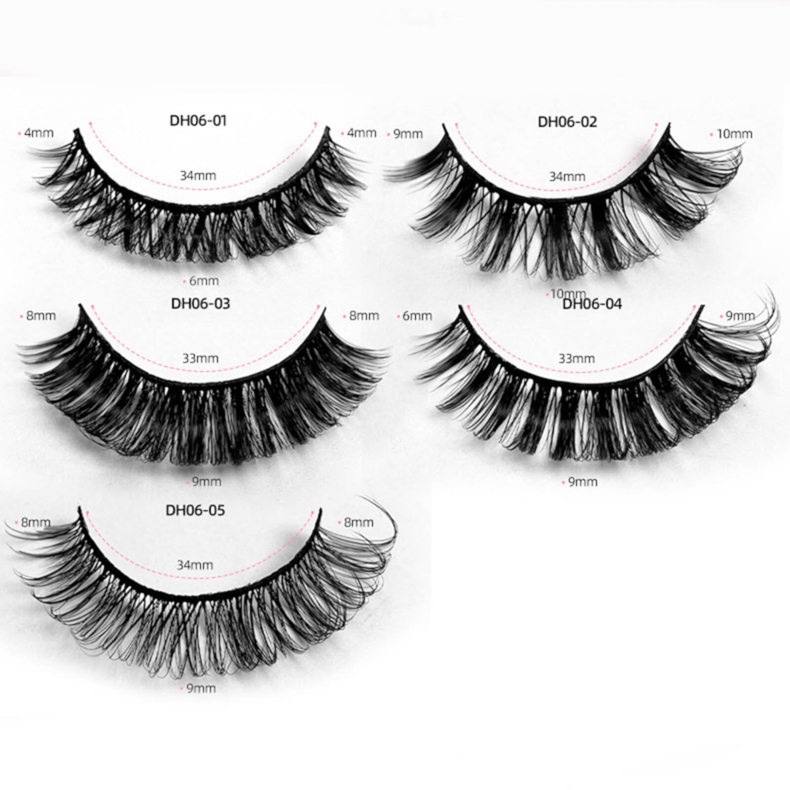 KPLFUBK Popular Style Strip Lashes Private Labels Faux Mink Eyelash Extension Strip Deep Curl Eyelash False Eyelashes Natural, Wispies Black KPLFUBK