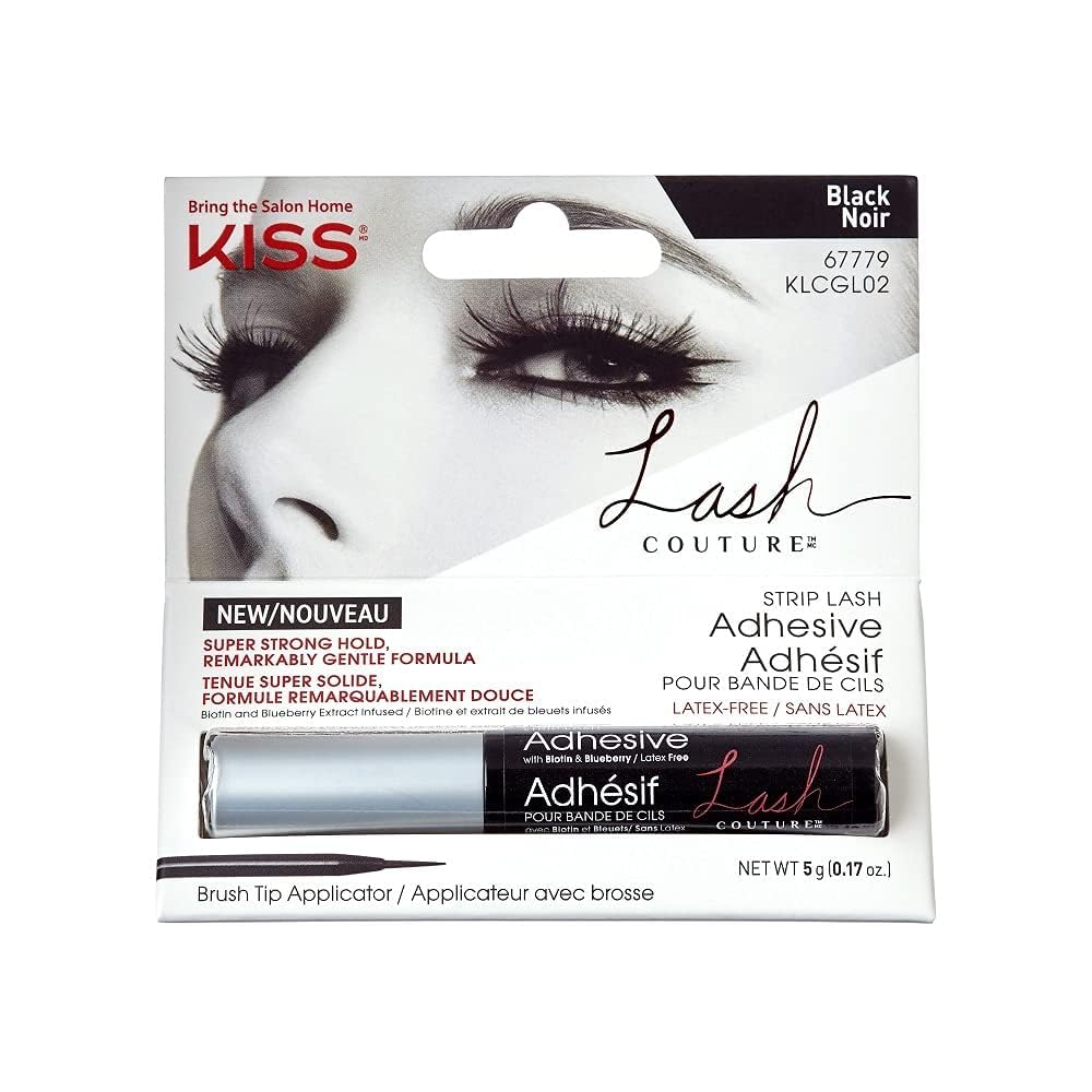 KISS Lash Couture, Lash Glue, Super Strong Strip Lash Adhesive, Black, Includes Lash Adhesive, Long Lasting Wear, Can Be Used With Strip Lashes And Lash Clusters Visit the KISS Store