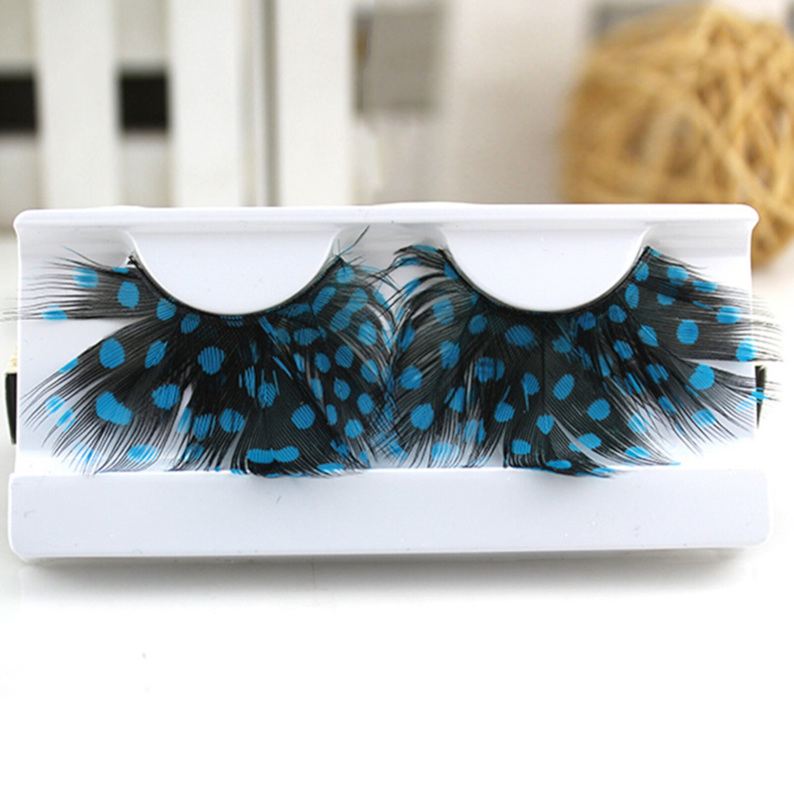 Eisoary 1 Pair 3D Colorful Fake Lashes Natural and Dense Blue Color Artificial Feather Eyelashes Extension Party Makeup Fake Eyelashes for Halloween Cosplay Party Performance Masquerade Blue Eisoary