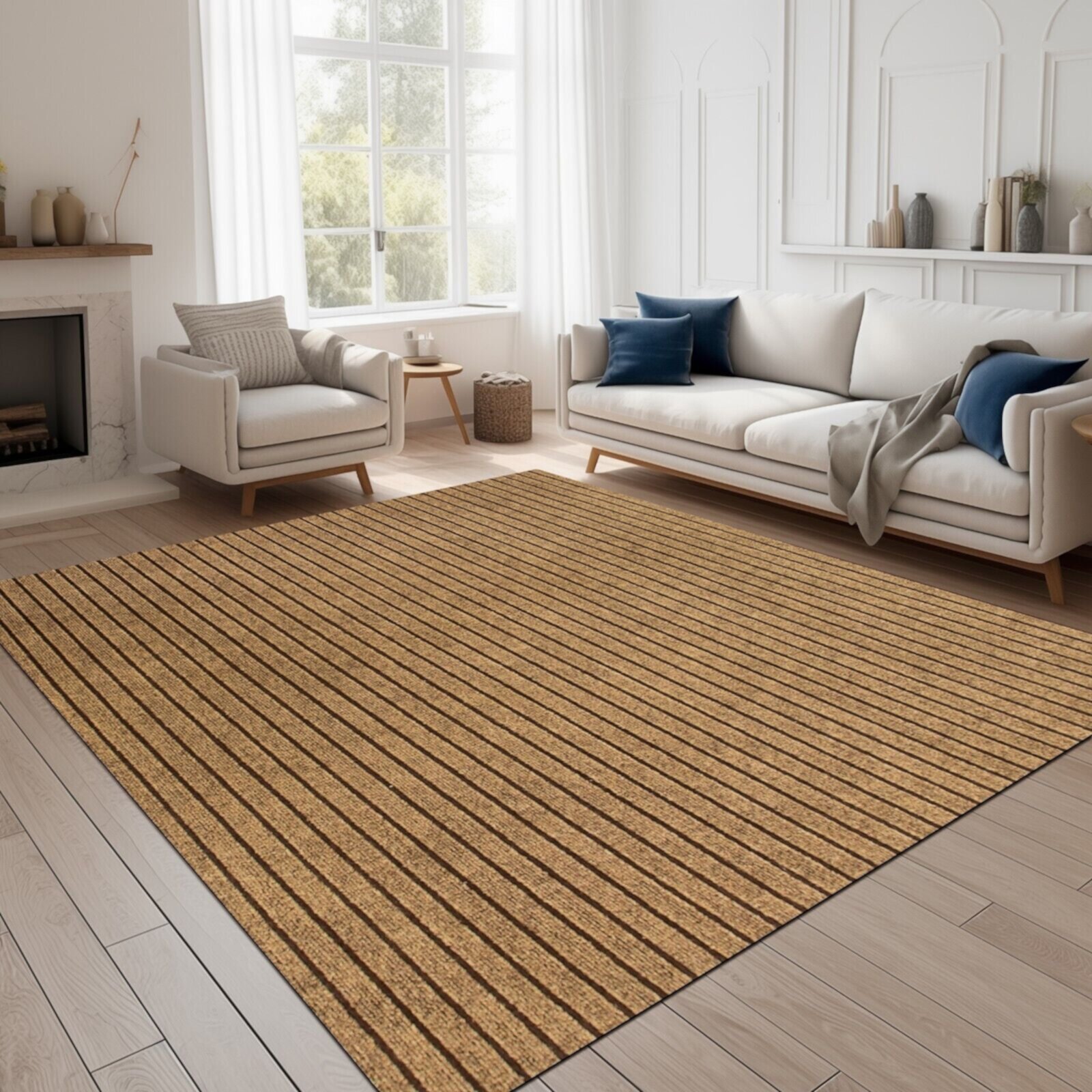 Koloko Outdoor Runner Rug Indoor Non-Slip Long Rugs Custom Size Carpet Runners with Rubber Backing Mat for Hallway Kitchen Entryway Garage Laundry Light Brown, 2ft x 19ft Koloko