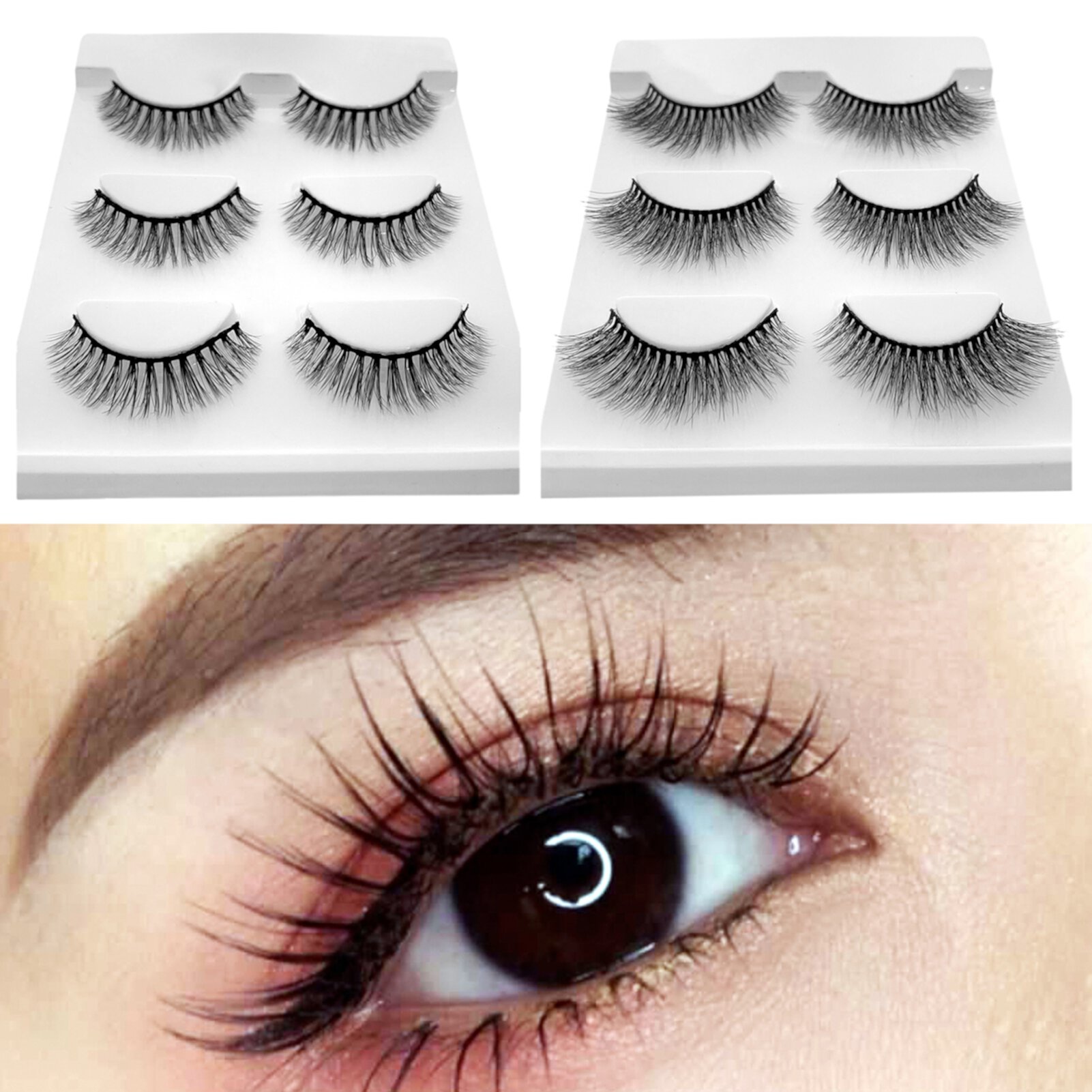 Eisoary 3 Pair/Box False Eyelashes Fluffy Wispy Thick Handmade Lash Faux Mink Hair 3D Eyelashes Extension for Eye Makeup Style 2 Eisoary