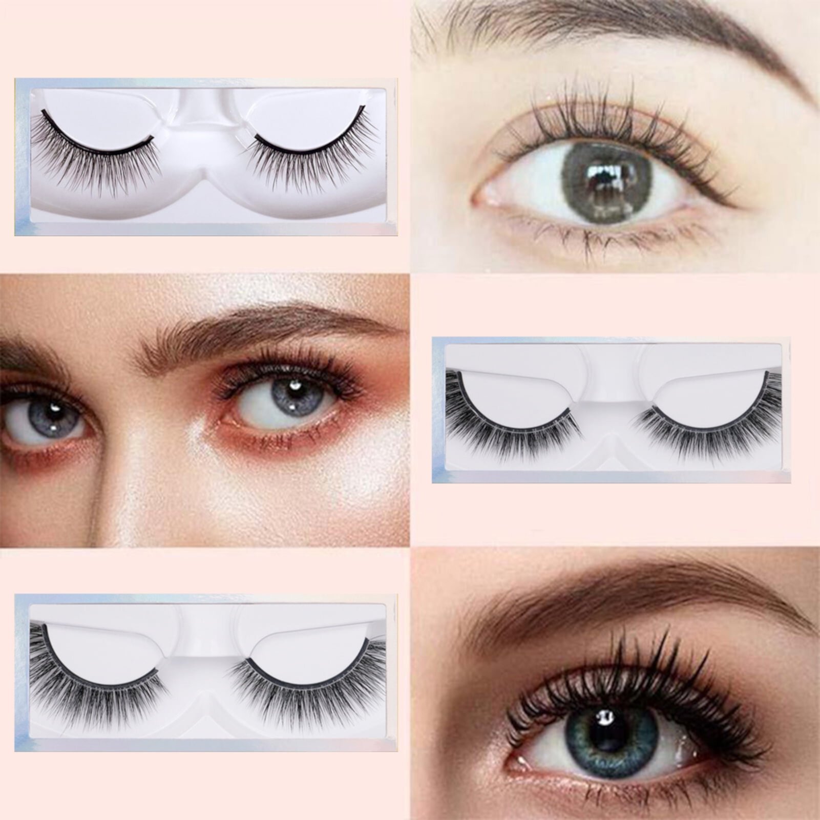 Travelwant 5Pairs Reusable Self-Adhesive Eyelashes, No Glue or Eyeliner Needed Easy To Apply, Waterproof Wispy Long Extension Natural Fluffy Makeup Thick False Eyelashes Travelwant