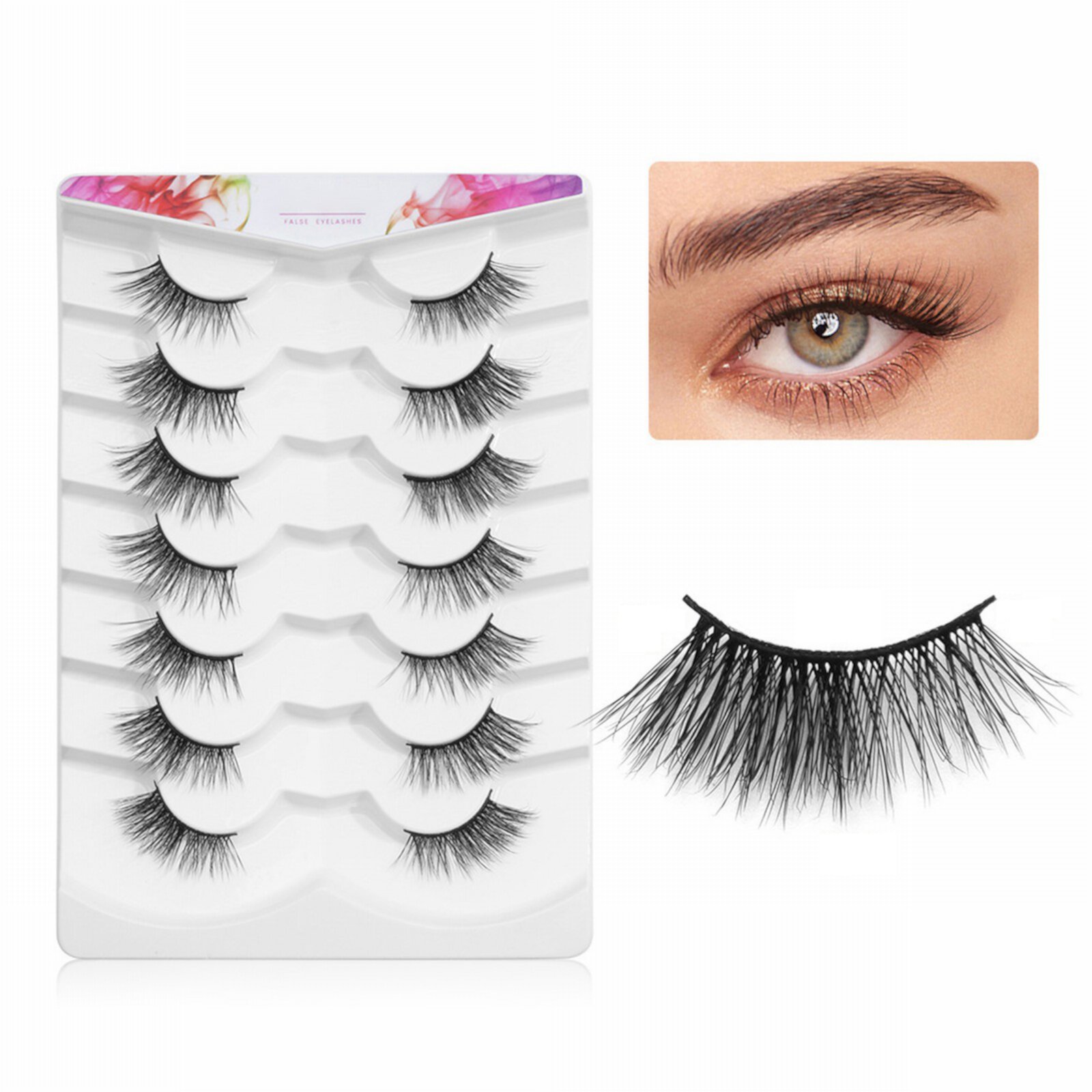 Jhbxhhd False Eyelashes 7 Pairs of Half Eyelashes Half Eye 3D Imitation Mink False Eyelashes Transparent Band Hand Softened And Natural Appearance Jhbxhhd