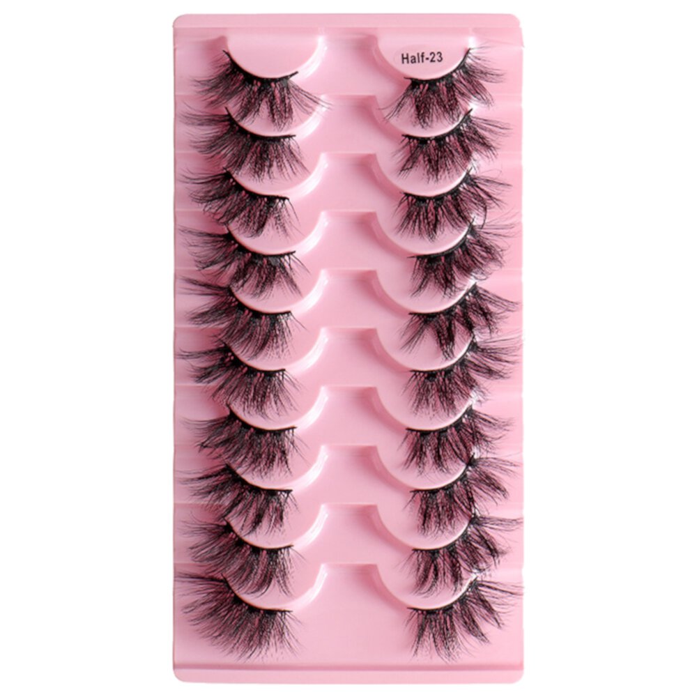 False Eyelashes Natural Half Lashes Short Wispy Faux Mink Lashes Fake Eyelashes 10 Pairs ENTASSER