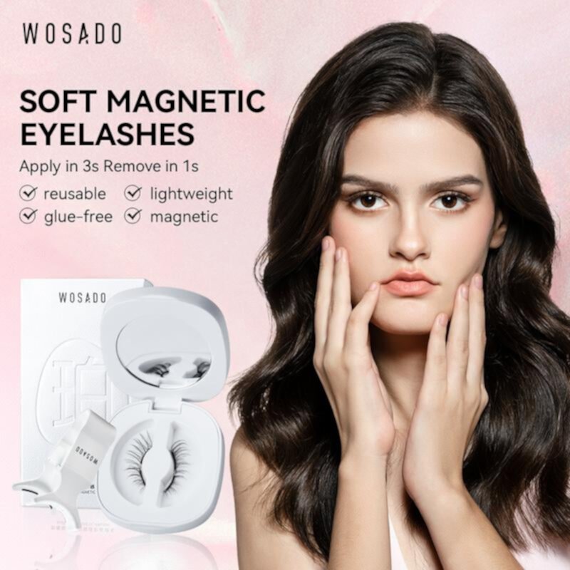 WOSADO Soft Magnetic Eyelashes natural look/ cat eye lashes Reusable, Glue-free, Lightweight Nobrand