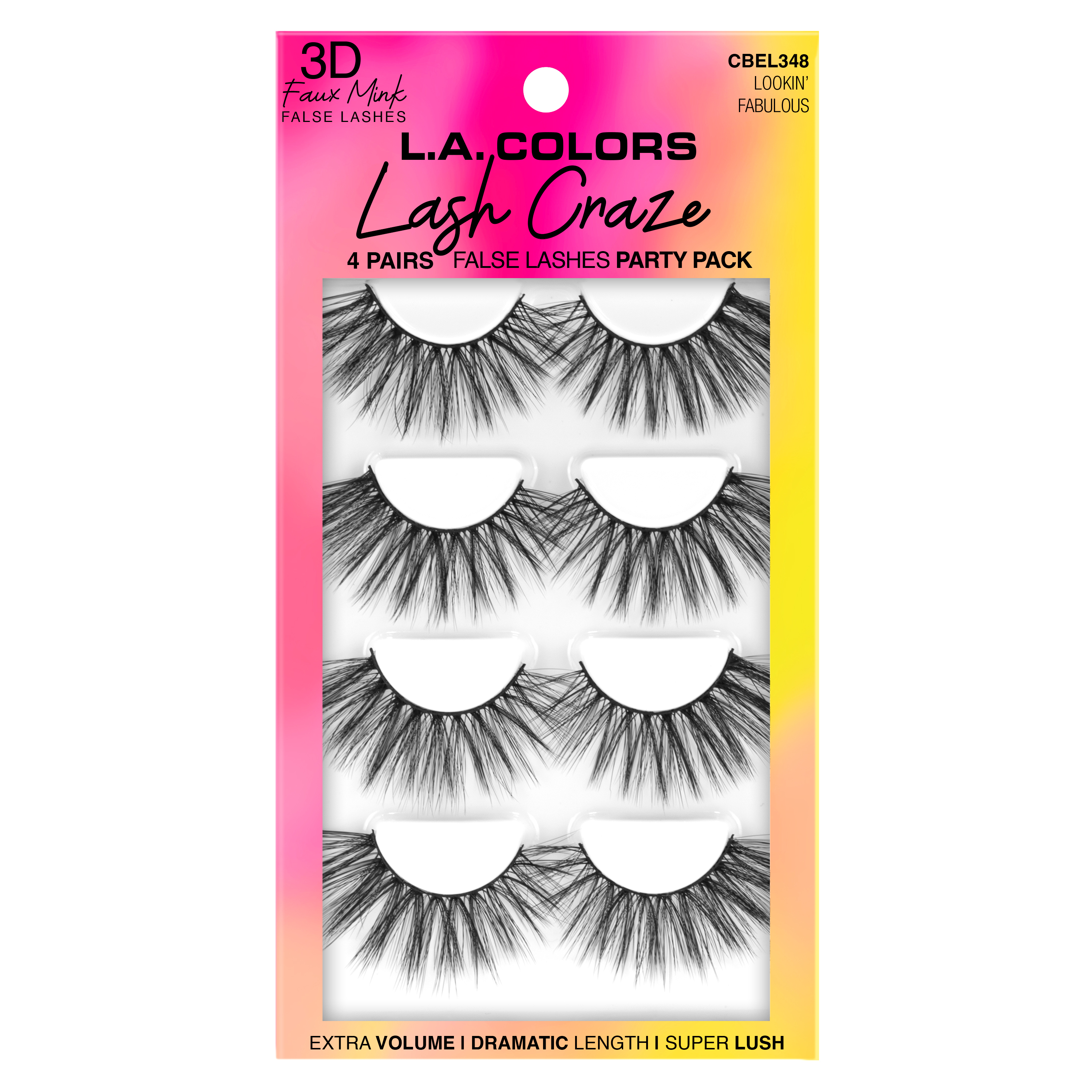 L.A. COLORS Eyelash, Lash Craze, Lookin' Fabulous, 4 pair L.A. COLORS