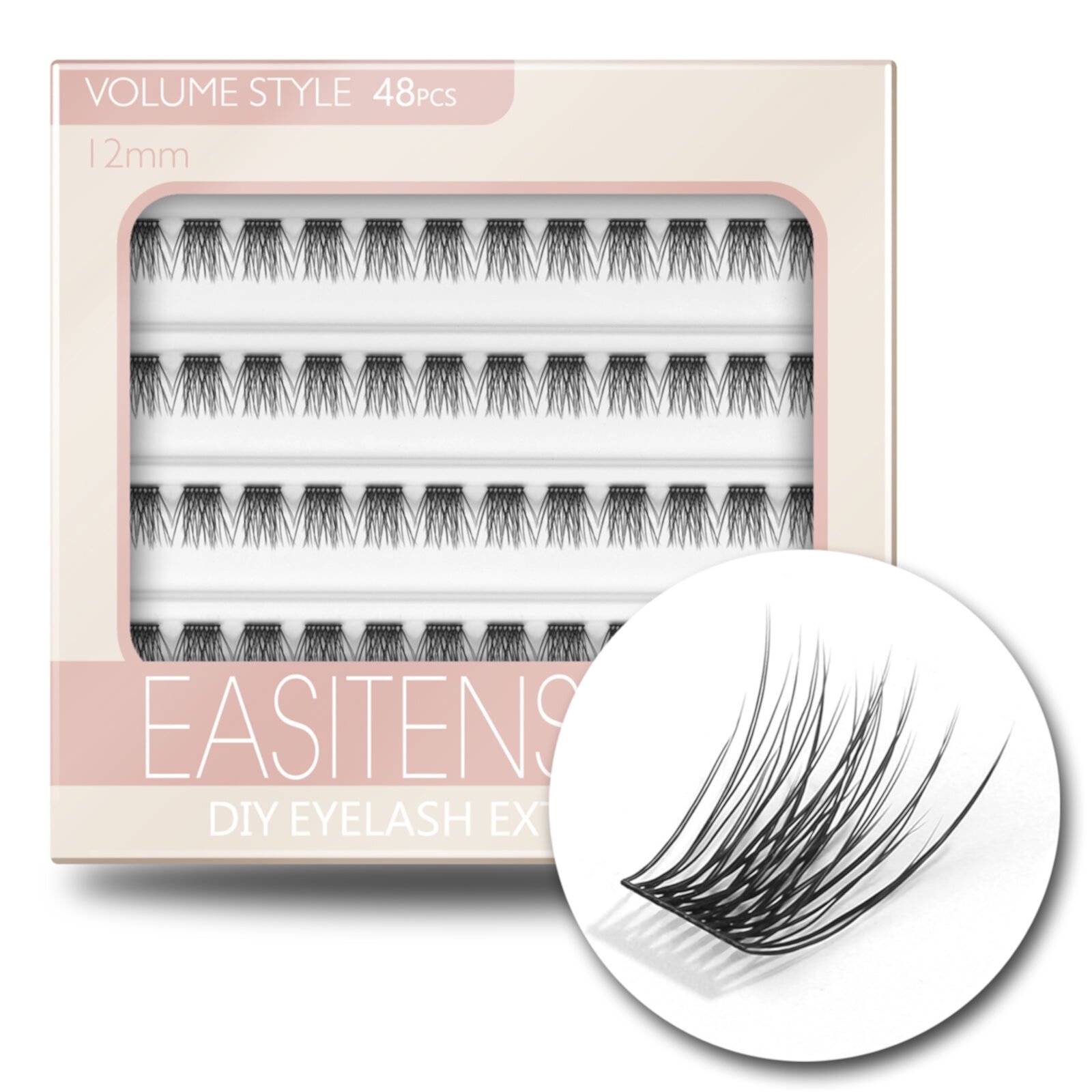 EASITENSION DIY Eyelash Extension lash clusters 3D Effect Individual Lash 48 Clusters Volume Lashes Set, Home Eyelash Extension  Lashes Pack 16mm-Spikes EASITENSION