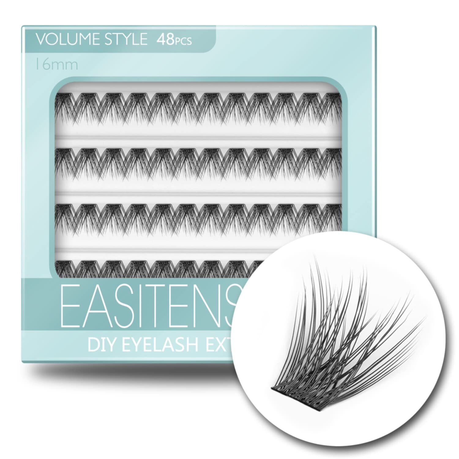 EASITENSION DIY Eyelash Extension lash clusters 3D Effect Individual Lash 48 Clusters Volume Lashes Set, Home Eyelash Extension  Lashes Pack 16mm-Spikes EASITENSION