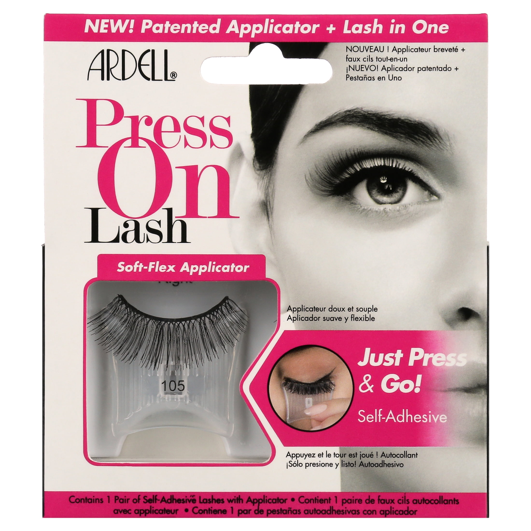 Ardell Self-Adhesive Press-On False Eyelashes, 105 Black ARDELL