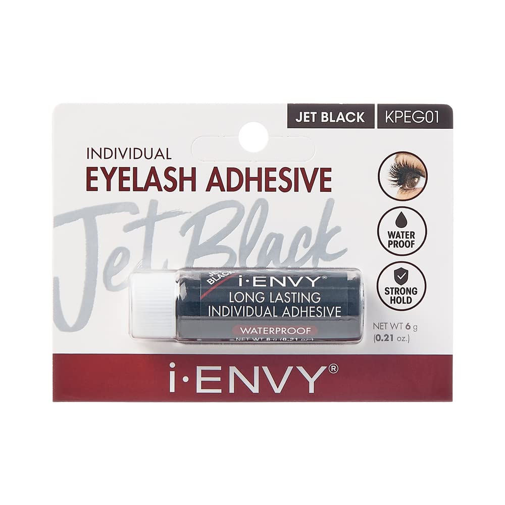 i-ENVY Individual Cluster Semi-Permanent Lash Glue, Strong Hold & Long-Lasting Waterproof, Easy to Use, Latex Free, Perfect for Sensitive Eyes, Black I-Envy